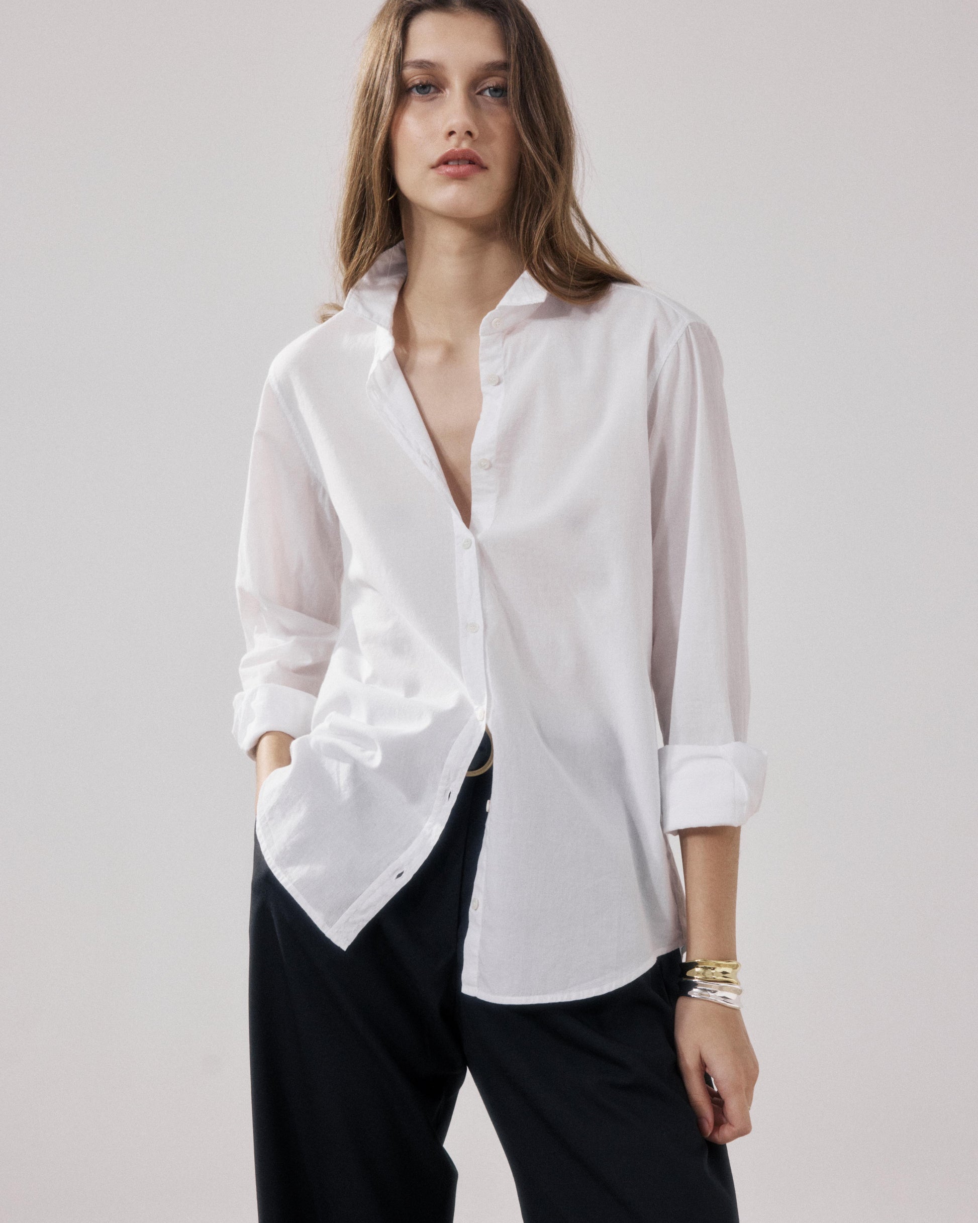 Women's White Cotton Voile Shirt Corazon
