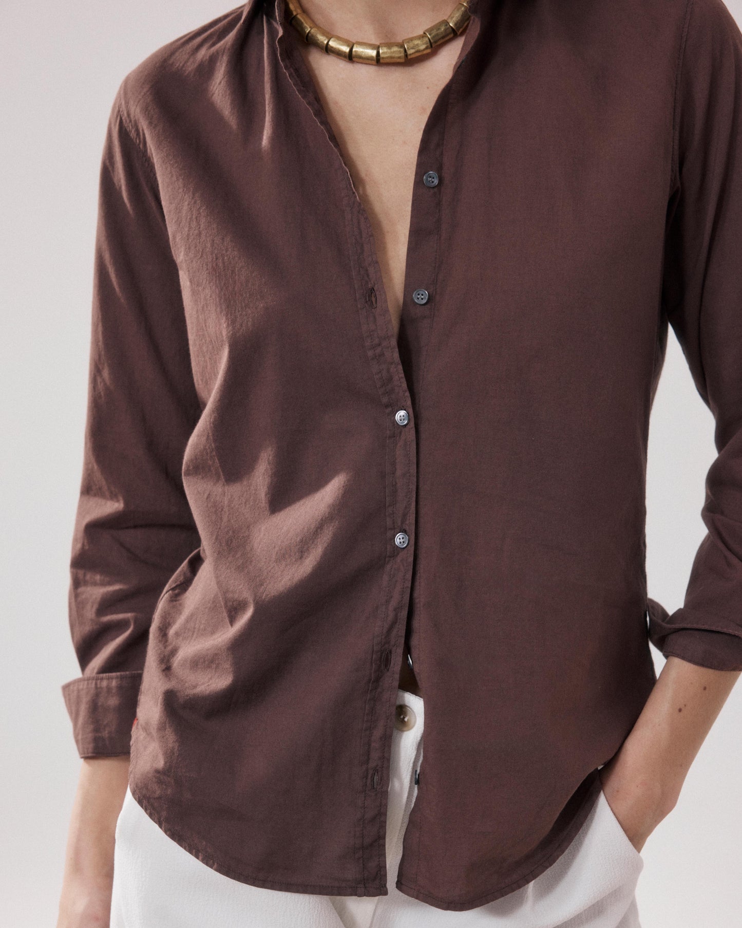 Women's Brown Cotton Shirt Corazon BFCH609-29