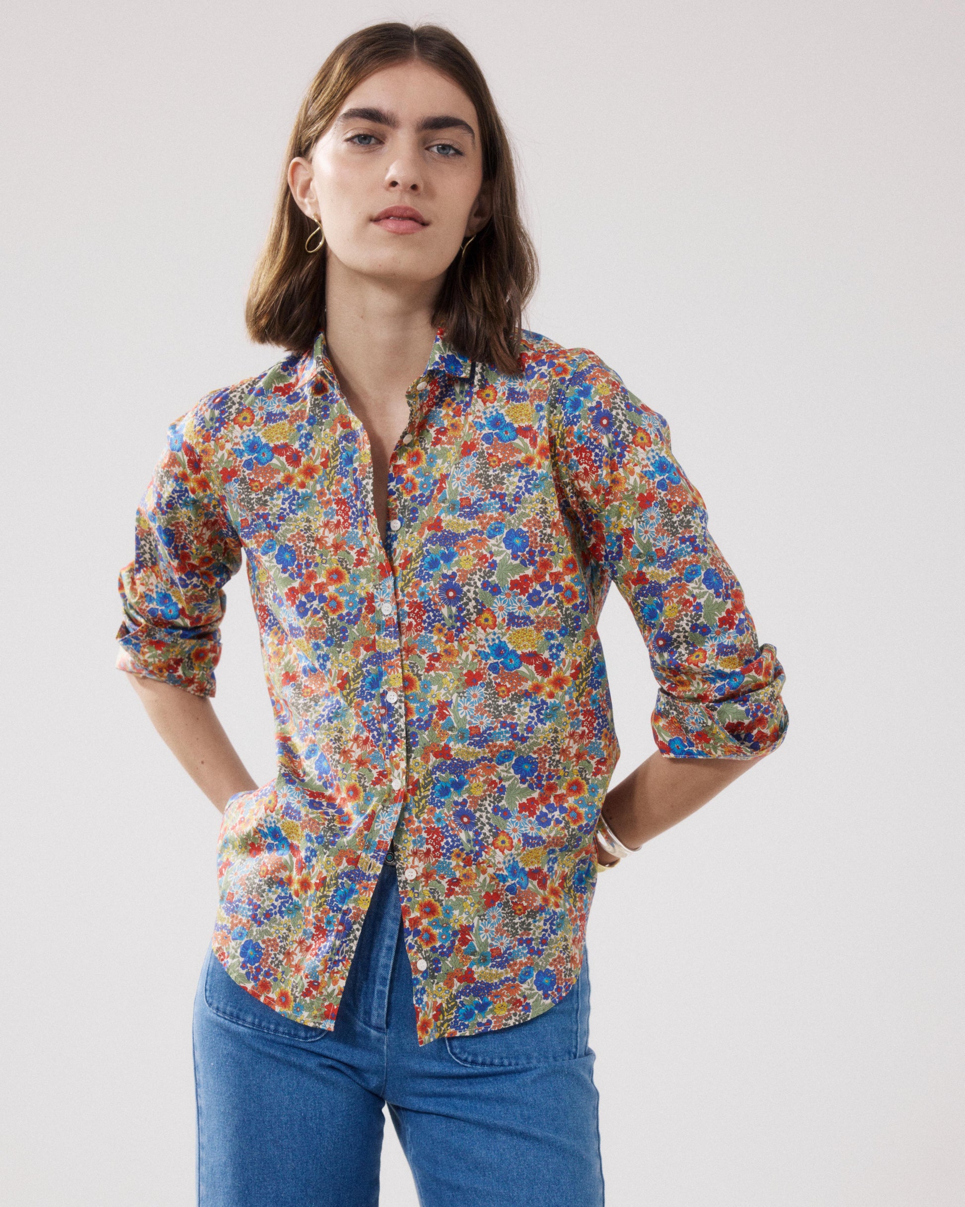 Chemise Femme en Coton Imprimé Liberty Multicouleur Corazon BFCH633-01