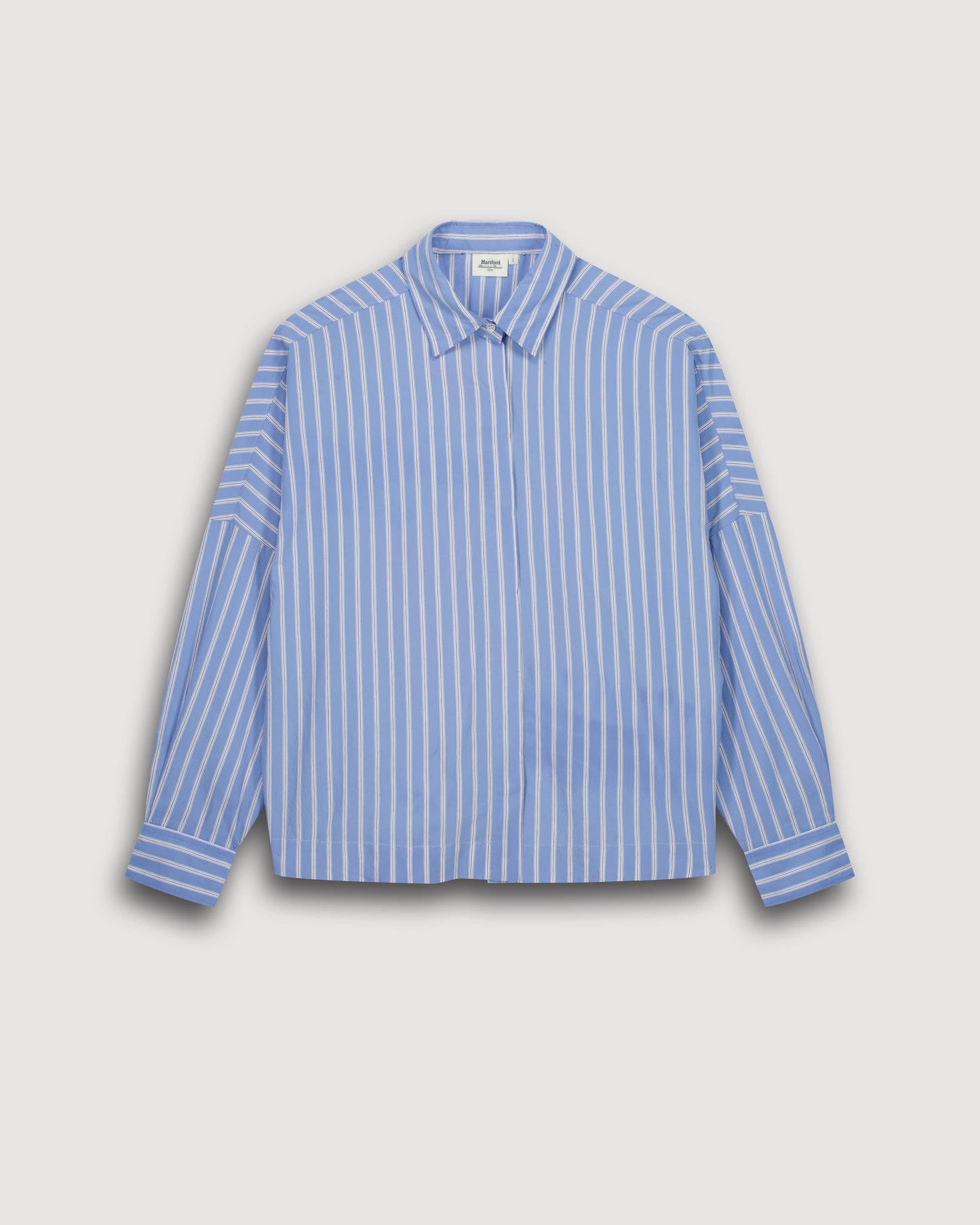 Chemise Femme en Viscose Bleu & Blanc & Marron Cosma