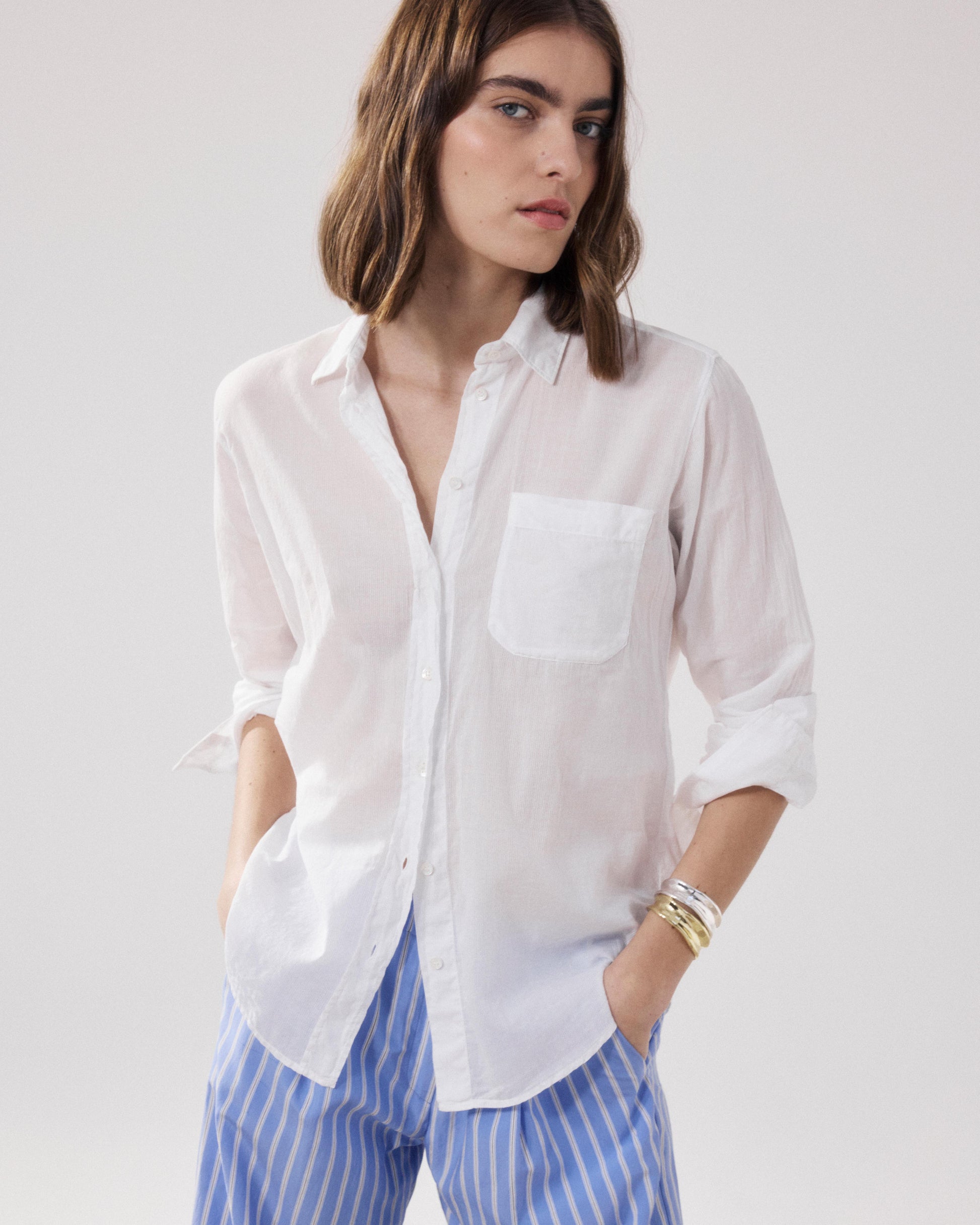Women's White Cotton Shirt Cover BFCK611-20
