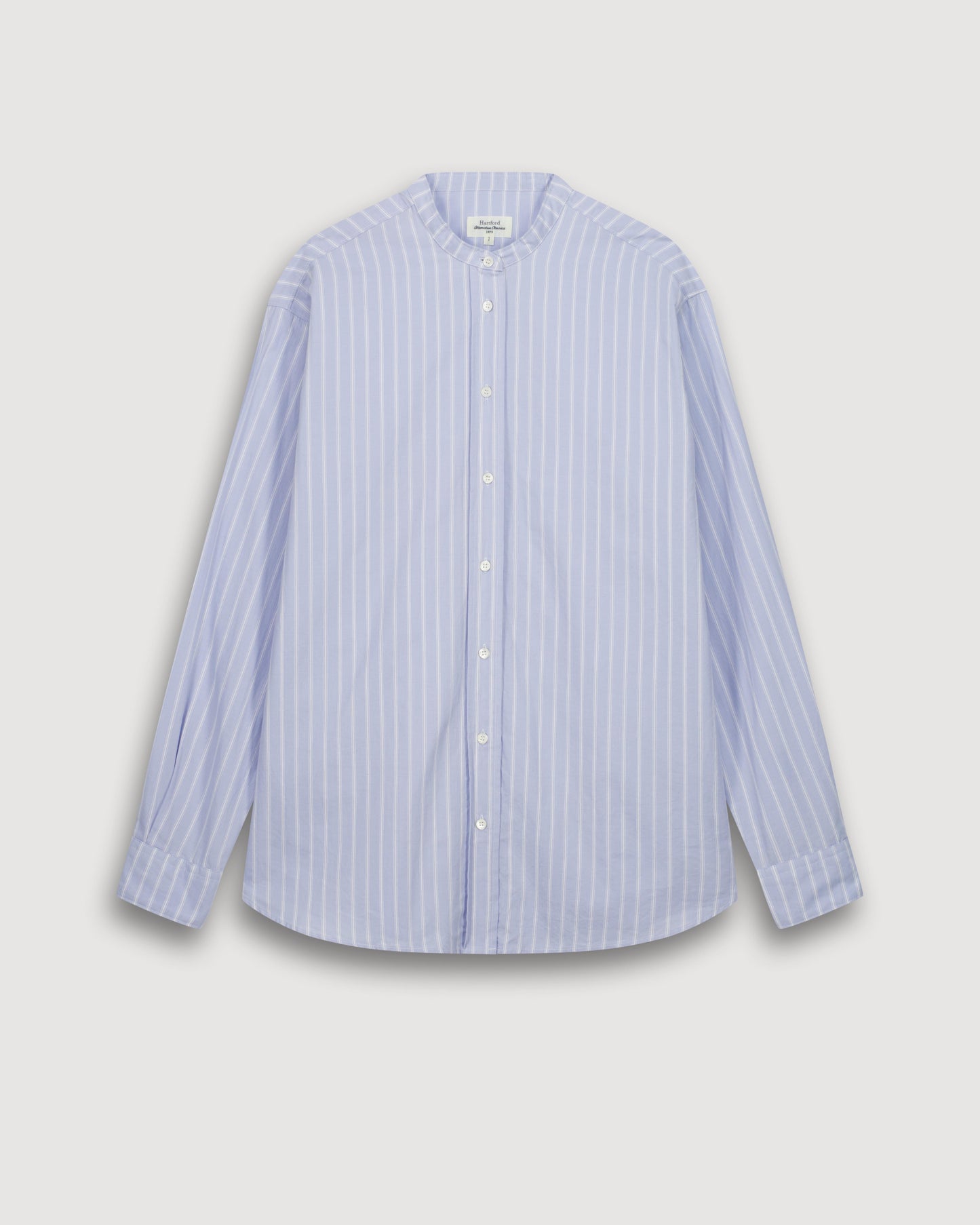 Chemise Femme en Coton Bleu Clair & Blanc Cristal