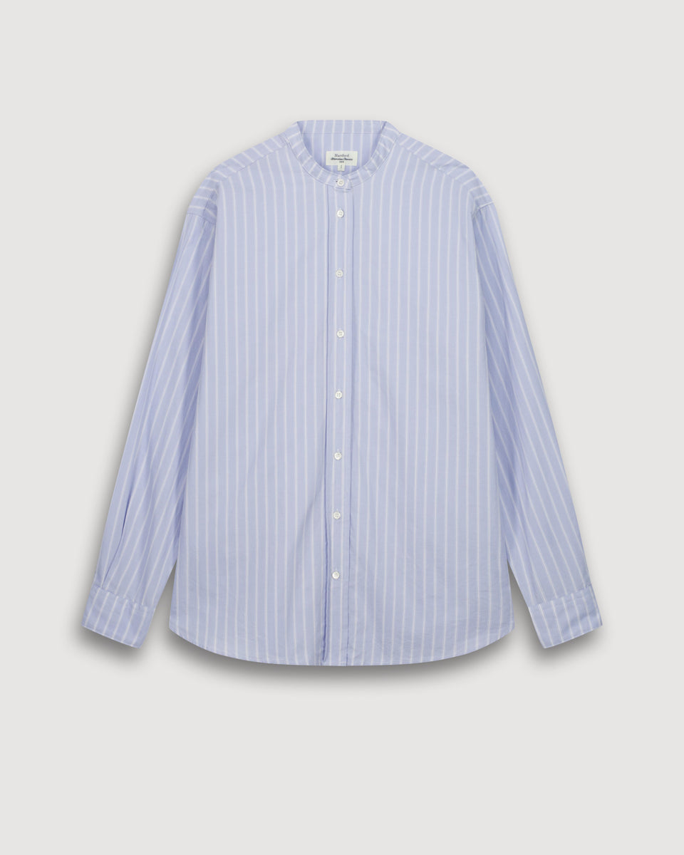 Chemise Femme en Coton Bleu Clair & Blanc Cristal - Image 3