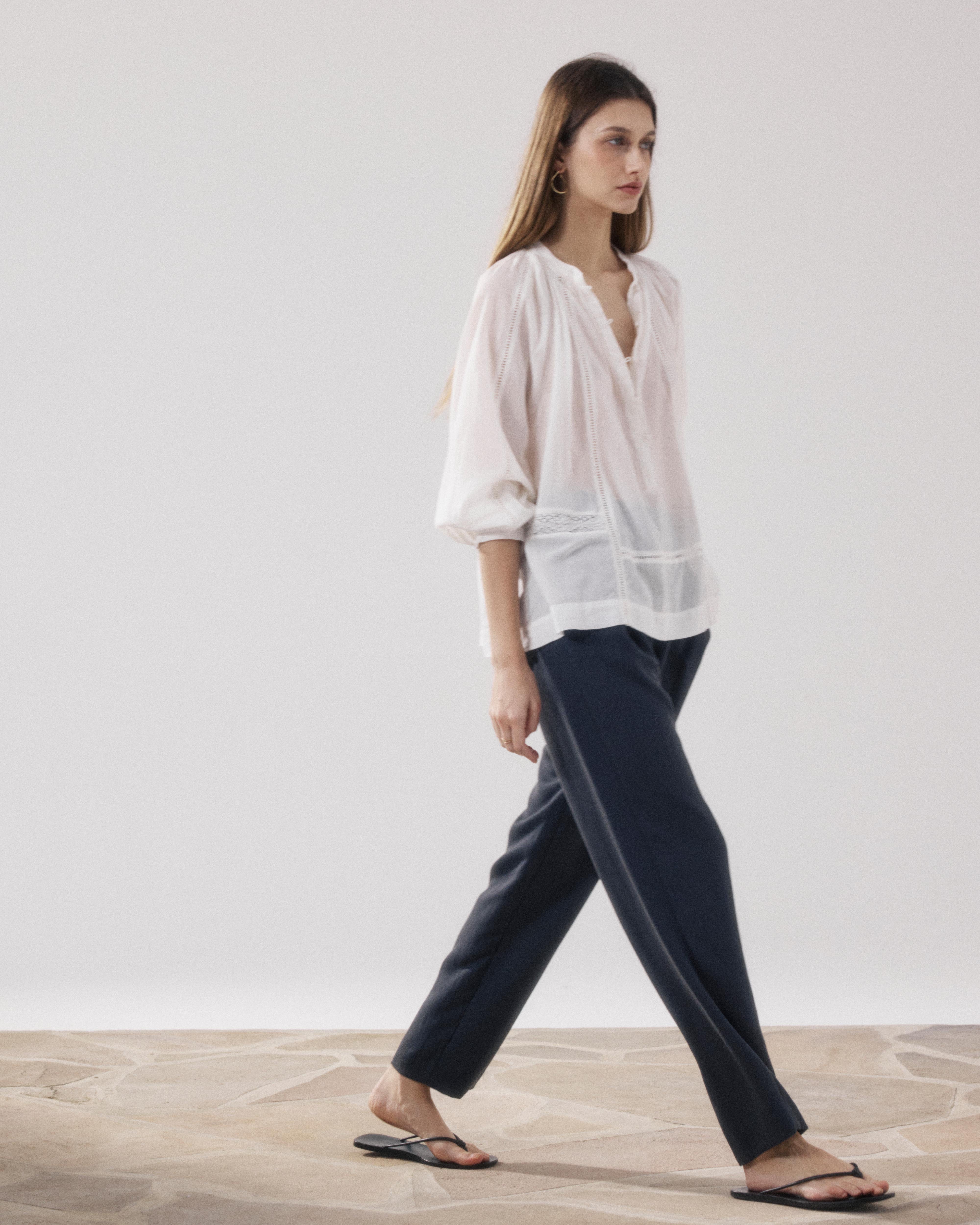Cora Women's Ecru Cotton Voile Shirt BFCQ550-01 - Women's Shirt