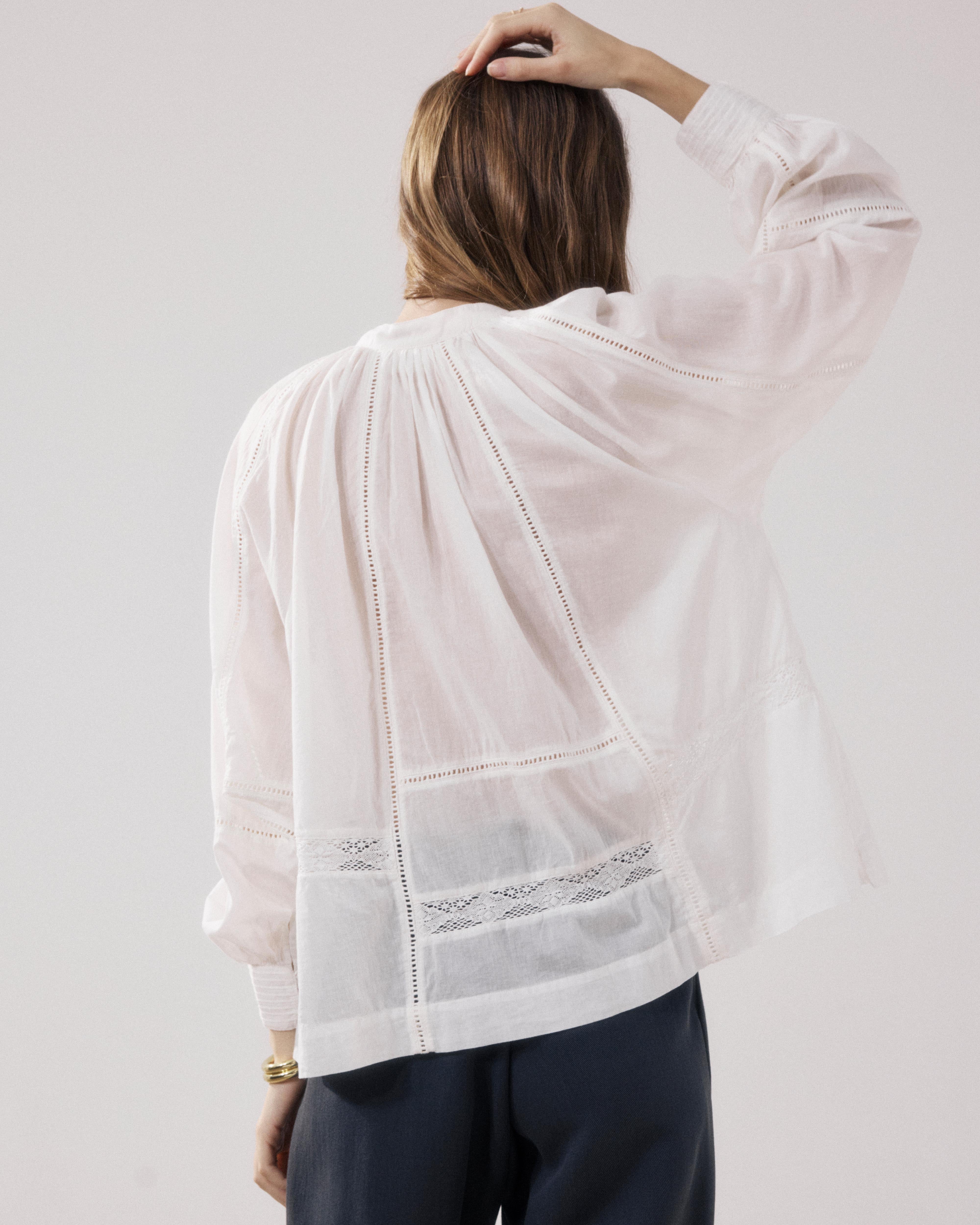 Cora Women's Ecru Cotton Voile Shirt BFCQ550-01 - Women's Shirt