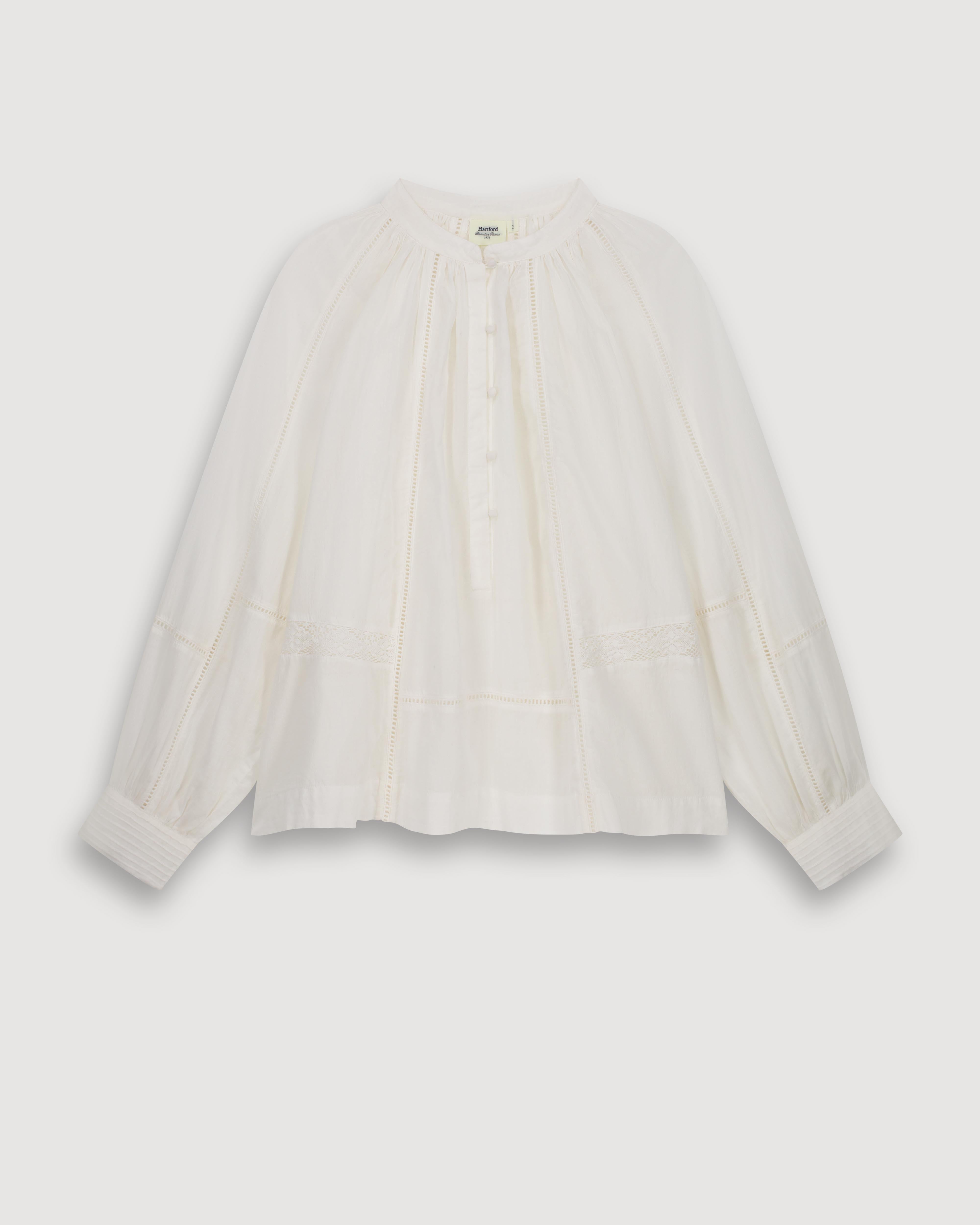 Cora Women's Ecru Cotton Voile Shirt BFCQ550-01 - Women's Shirt