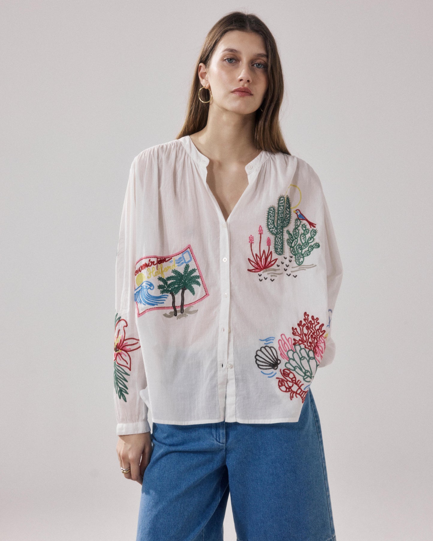 Chemise Femme en Voile De Coton Ecru Cielo