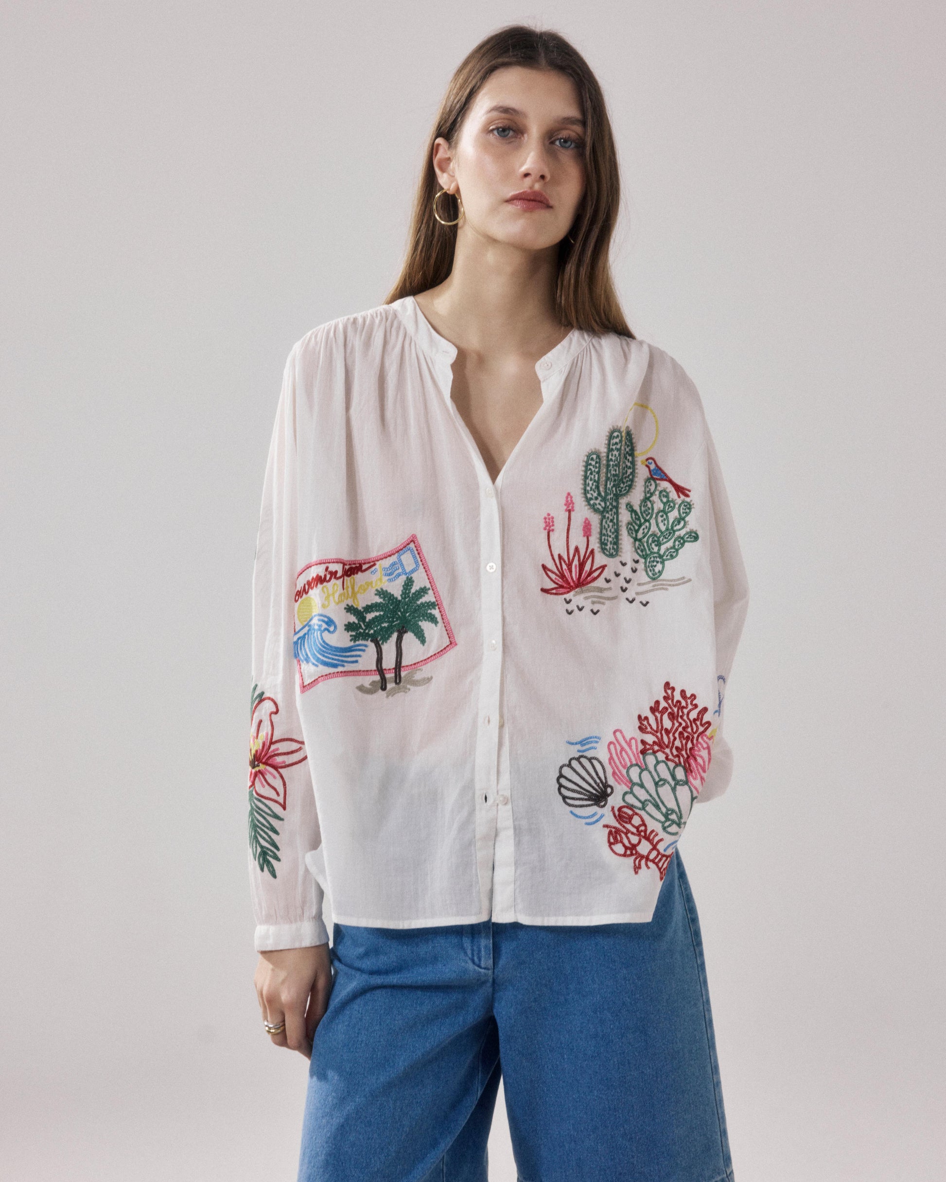 Chemise Femme en Voile De Coton Ecru Cielo