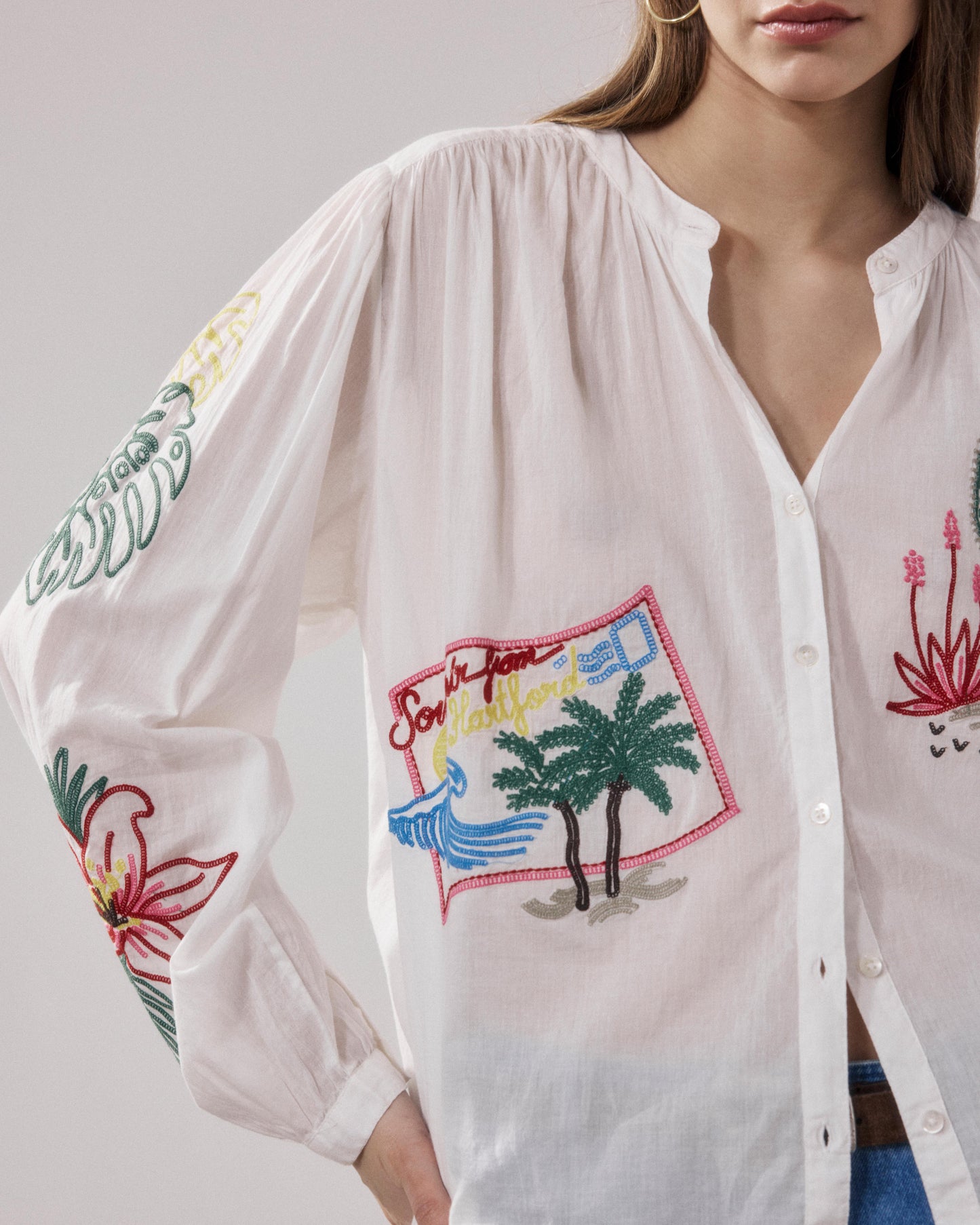 Chemise Femme en Voile De Coton Ecru Cielo