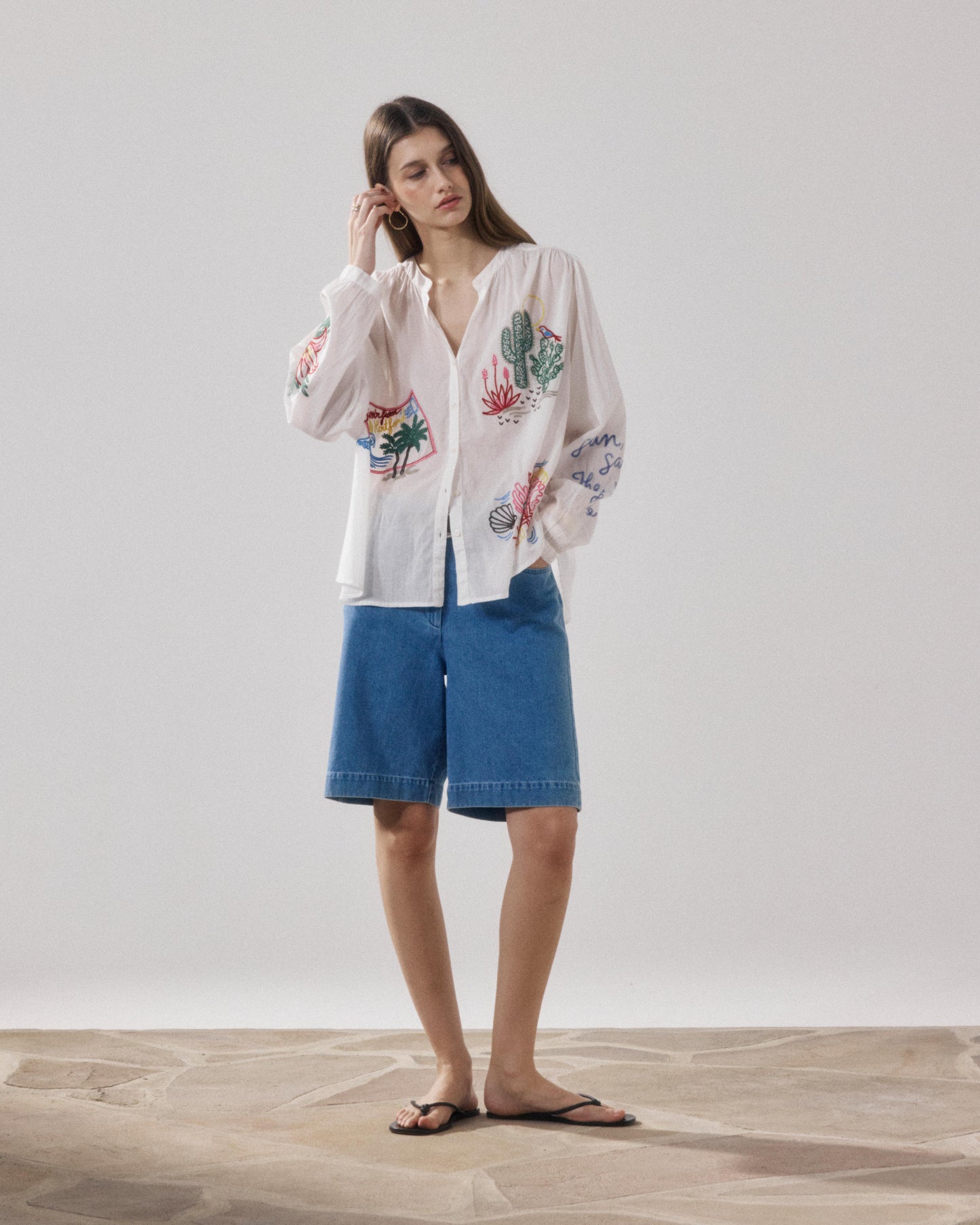 Chemise Femme en Voile De Coton Ecru Cielo