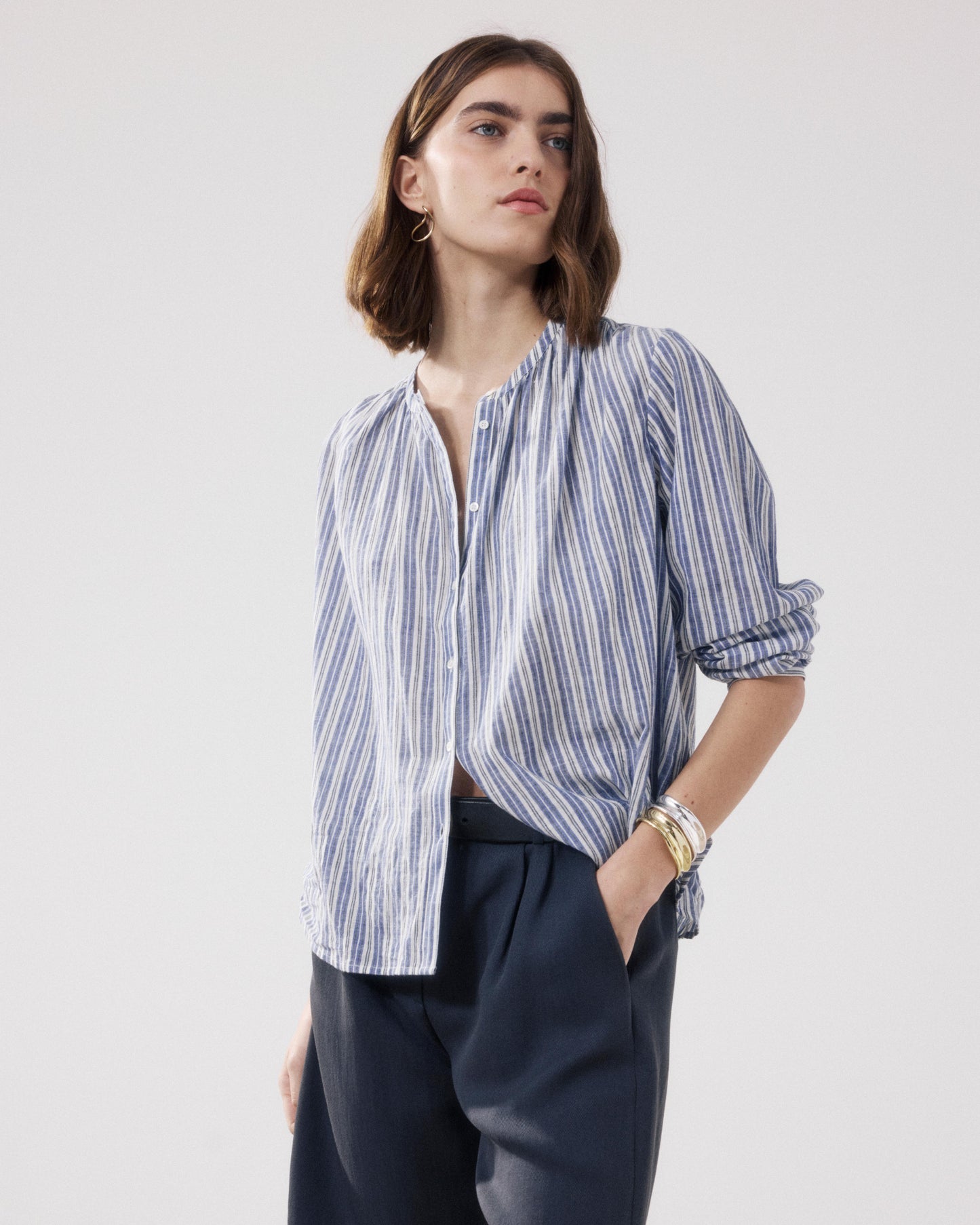 Clayton Blue Cotton Women's Shirt BFCW554-01