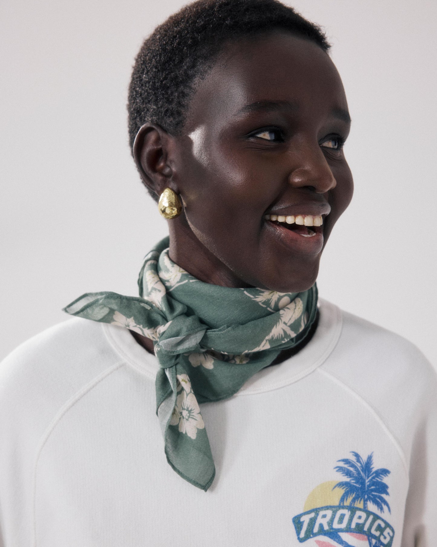 Bandana Femme en Coton Vert Jade Surfer