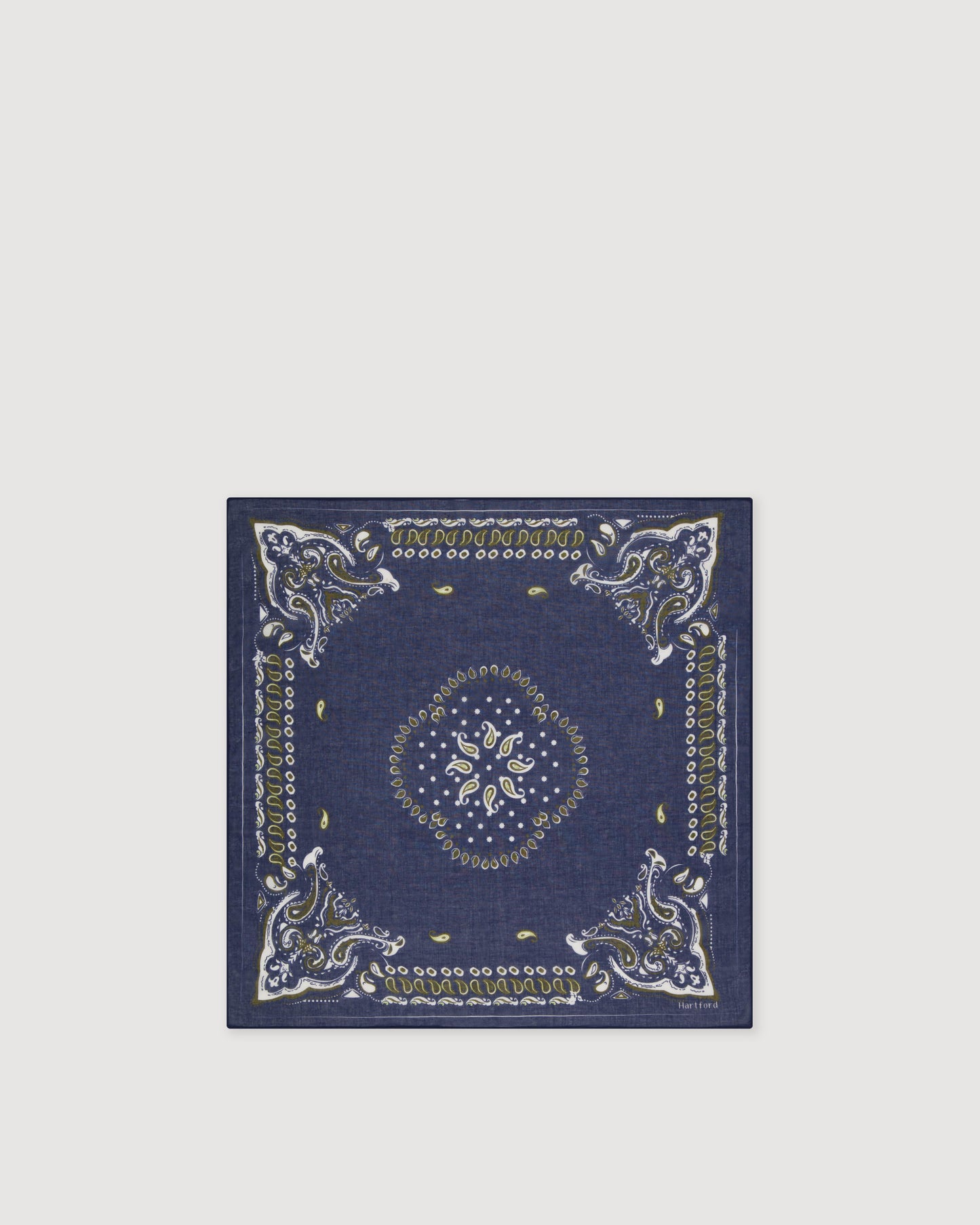 Bandana Femme en Coton Bleu Indigo Paisley