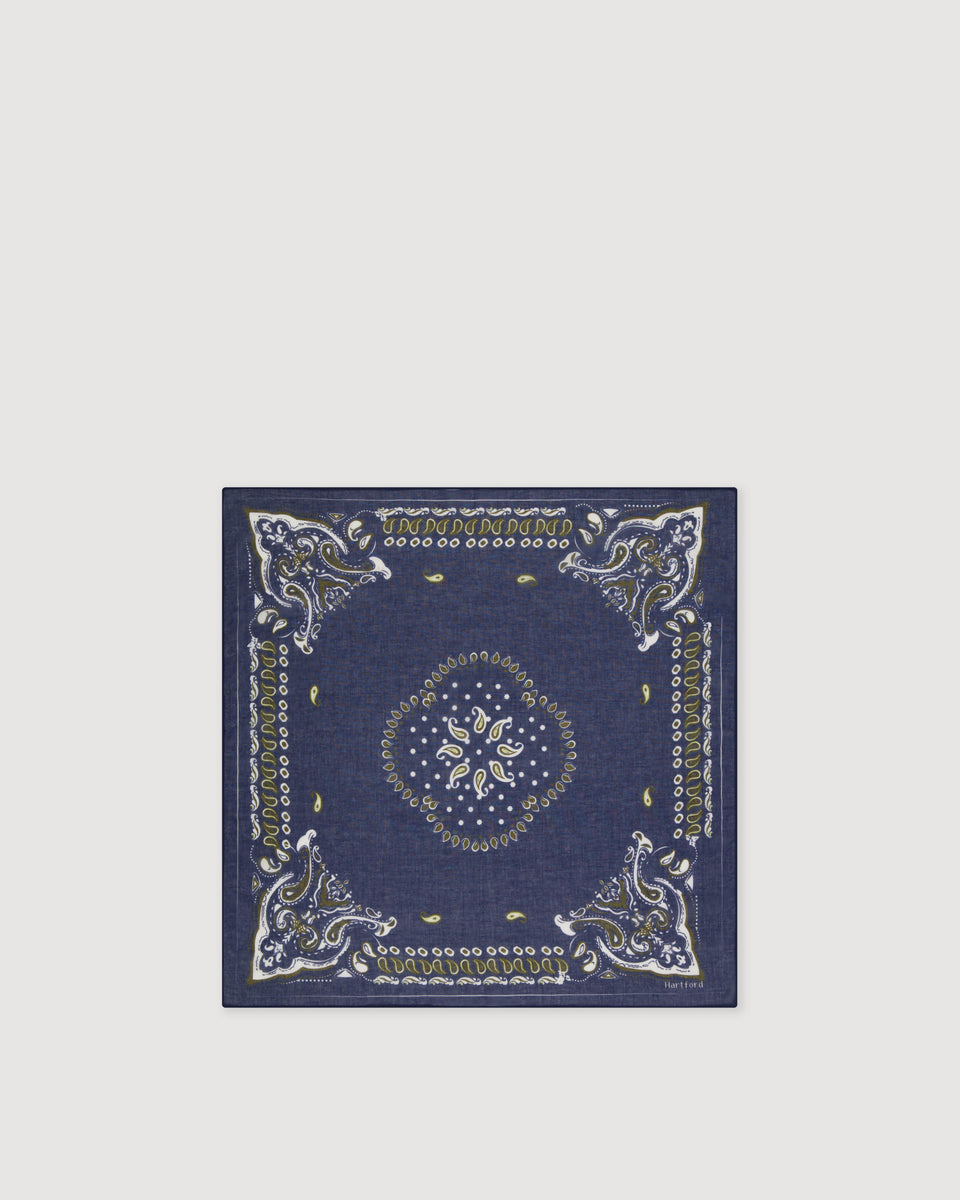 Bandana de algodón azul índigo para mujer Paisley - Image 3