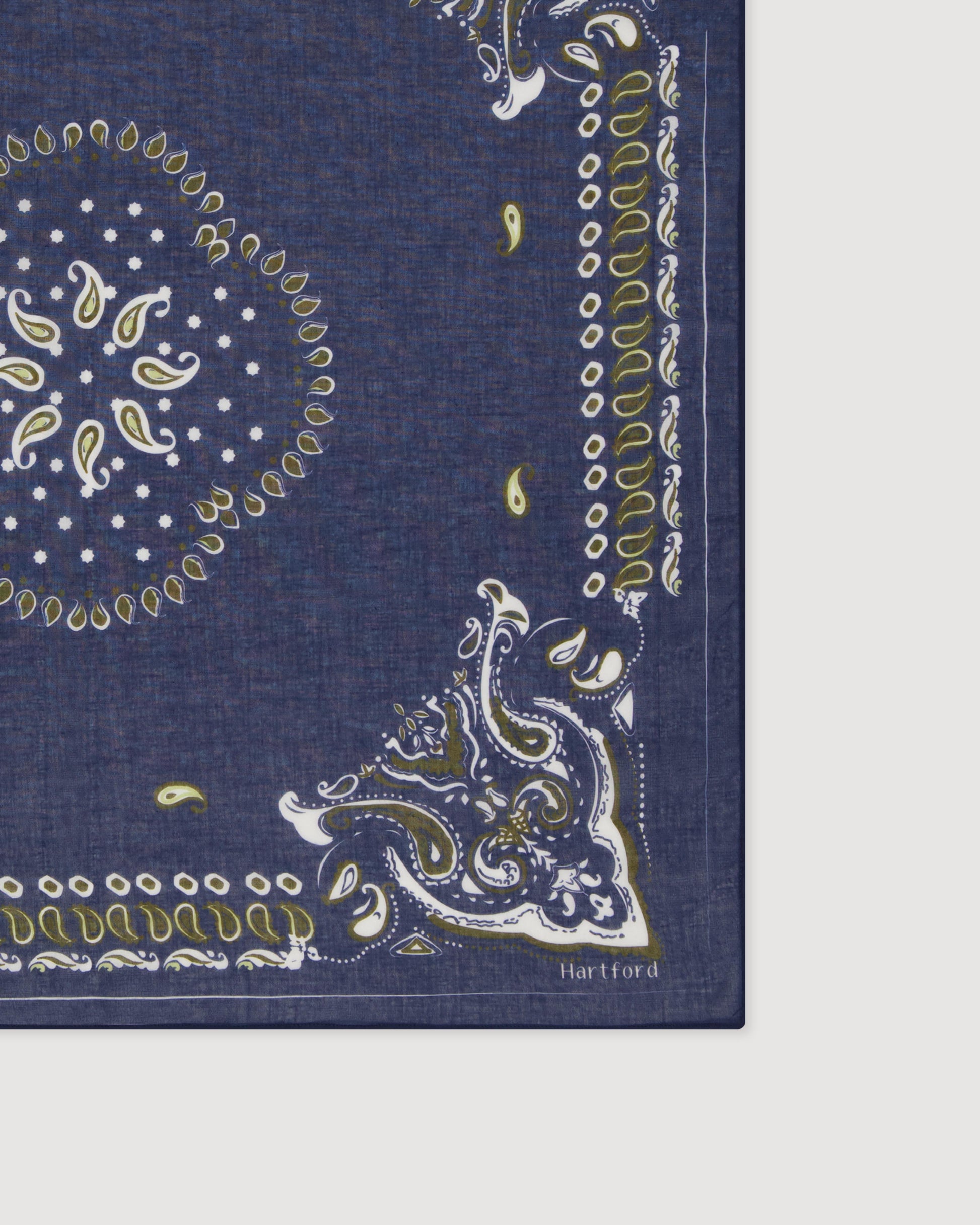Bandana Femme en Coton Bleu Indigo Paisley