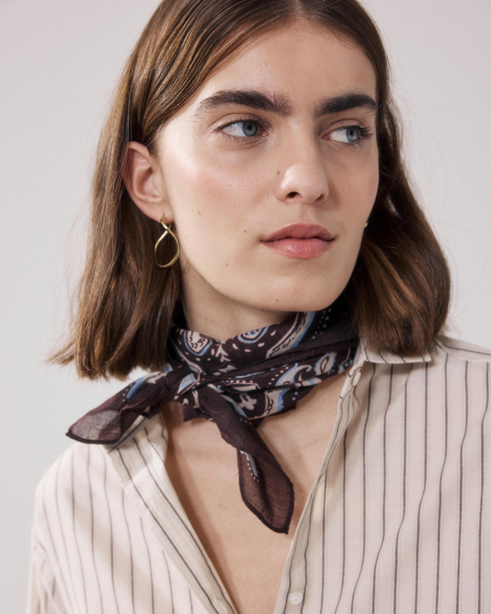 Bandana Femme en Coton Marron Paisley - Image principale