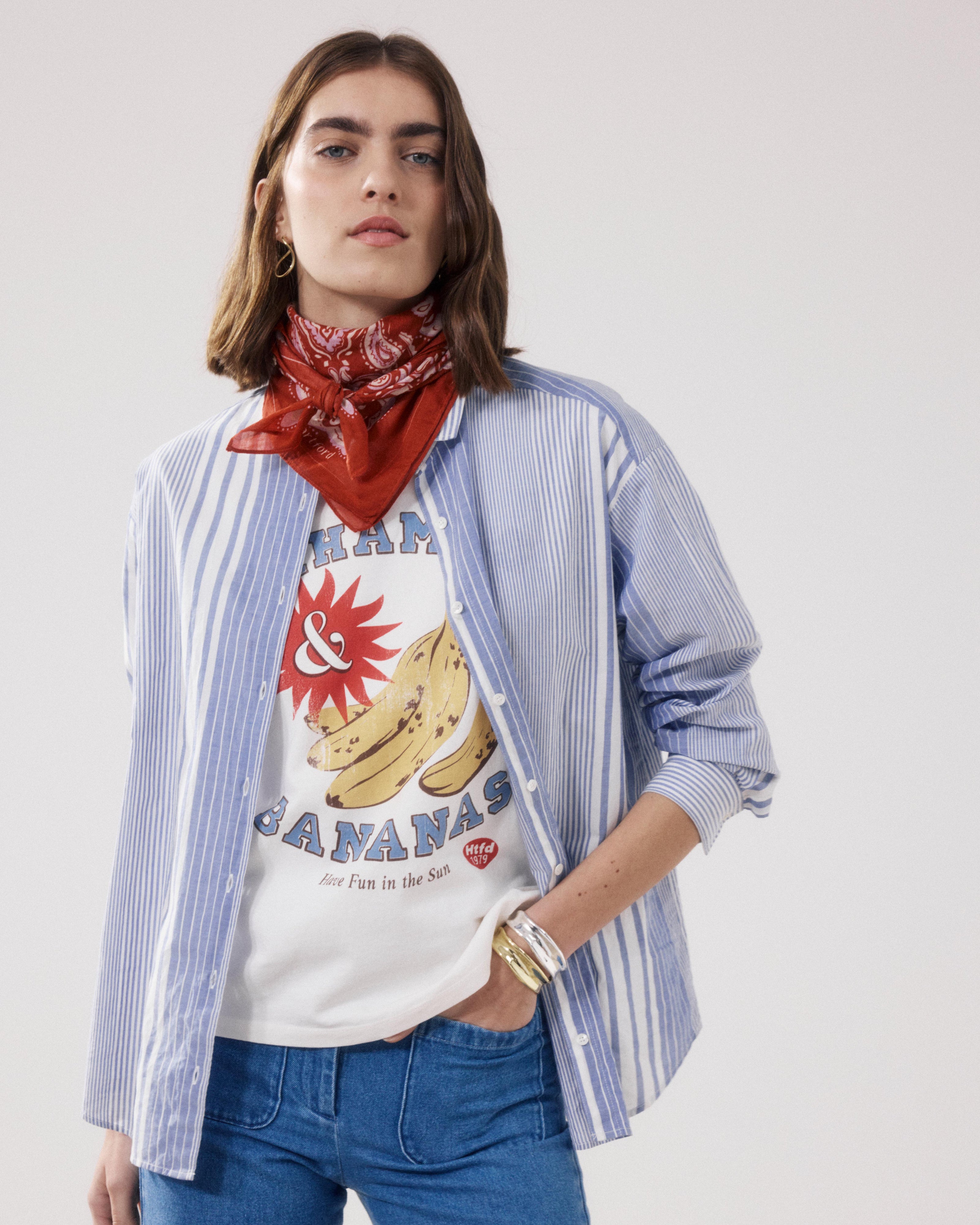 Pañuelo de algodón rojo con estampado Paisley para mujer BFDB716-03