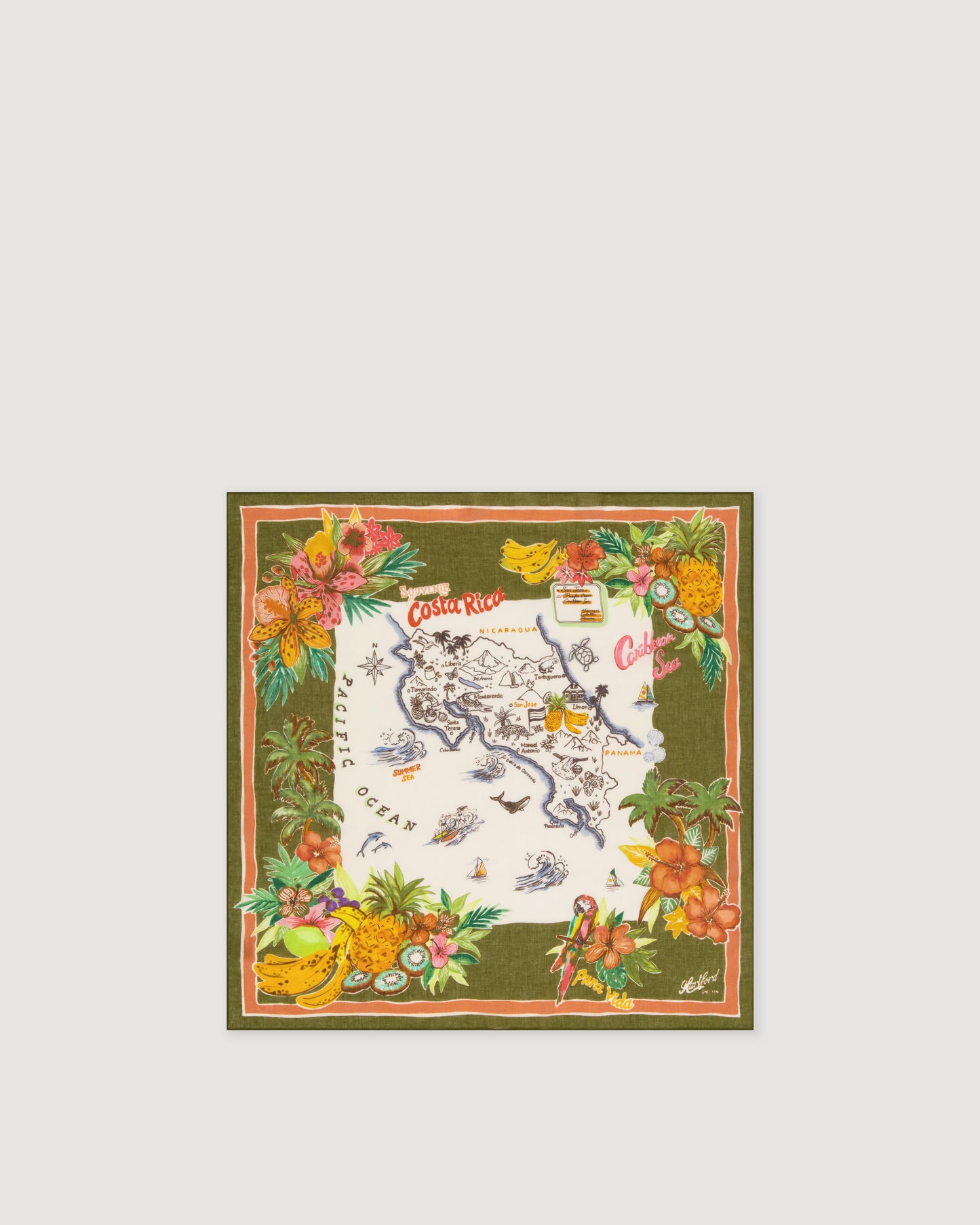 Bandana Femme en Coton Vert Olive Costa Rica