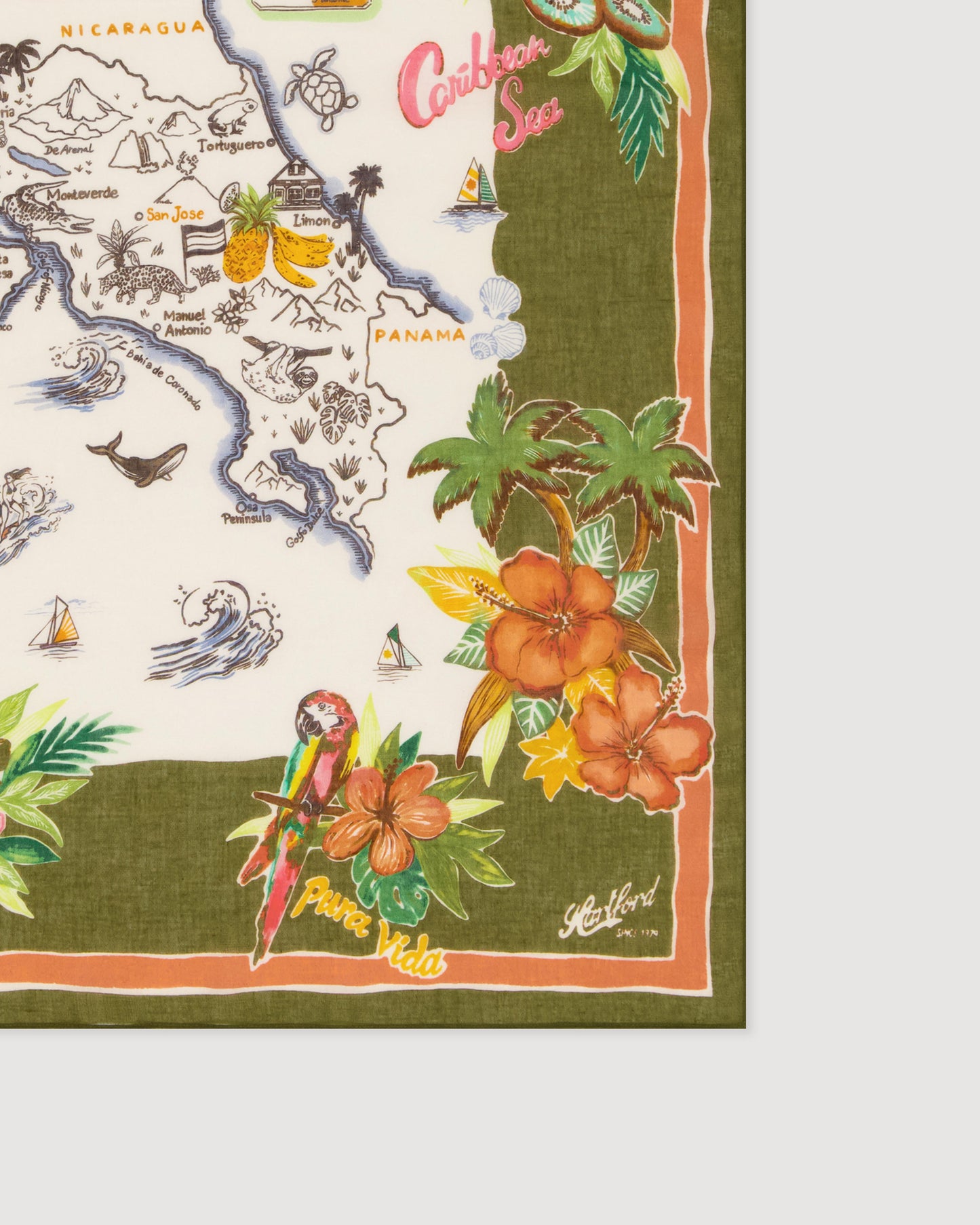 Bandana Femme en Coton Vert Olive Costa Rica