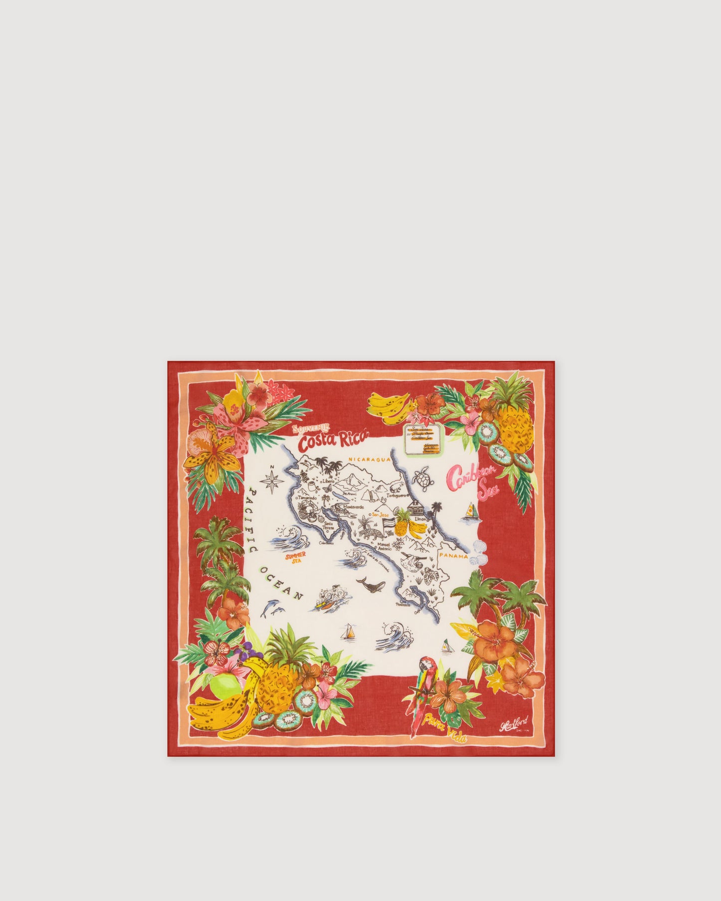 Bandana Femme en Coton Rouge Costa Rica