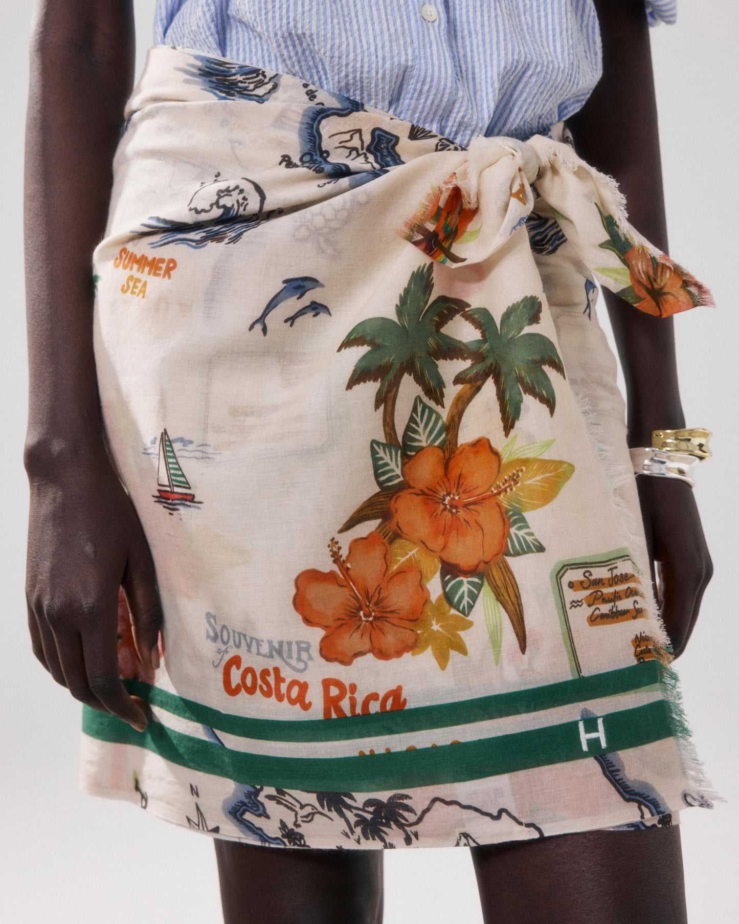 Women's Multicolor Cotton Sarong Costa Rica BFDE718-04