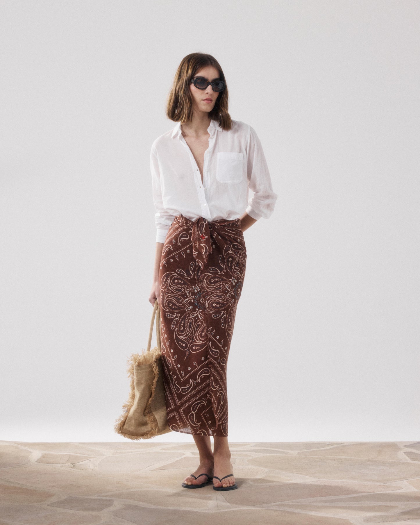 Sarong Femme en Coton Marron Bandana