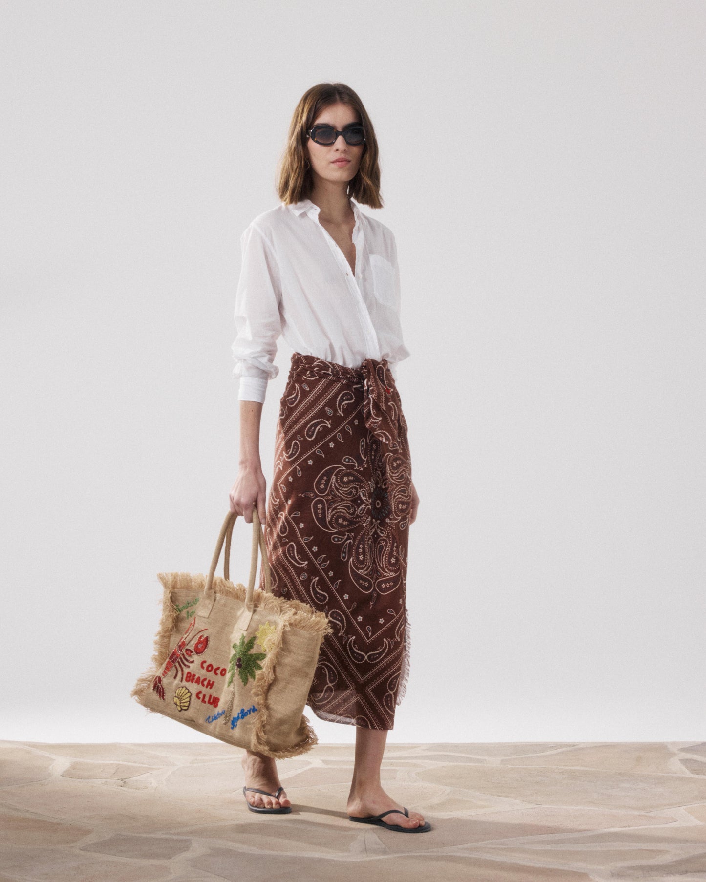 Sarong Femme en Coton Marron Bandana