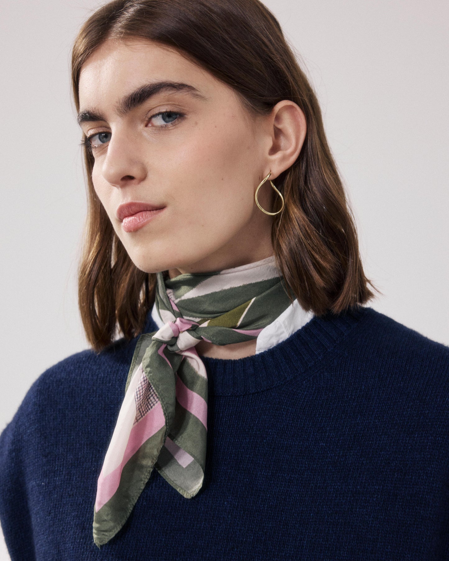 Women's Military Green Silk Bandana Japan BFDH723-02