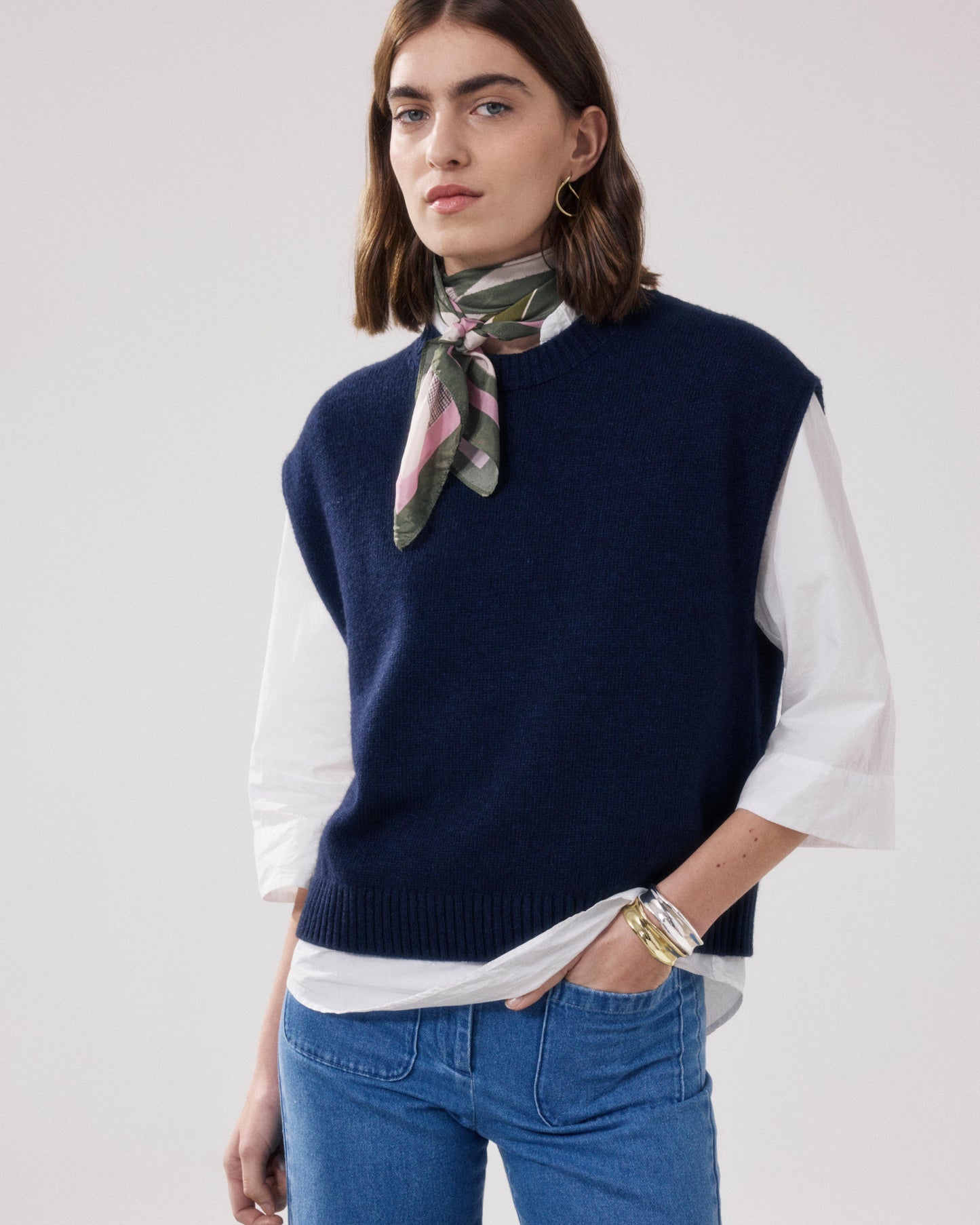 Women's Military Green Silk Bandana Japan BFDH723-02