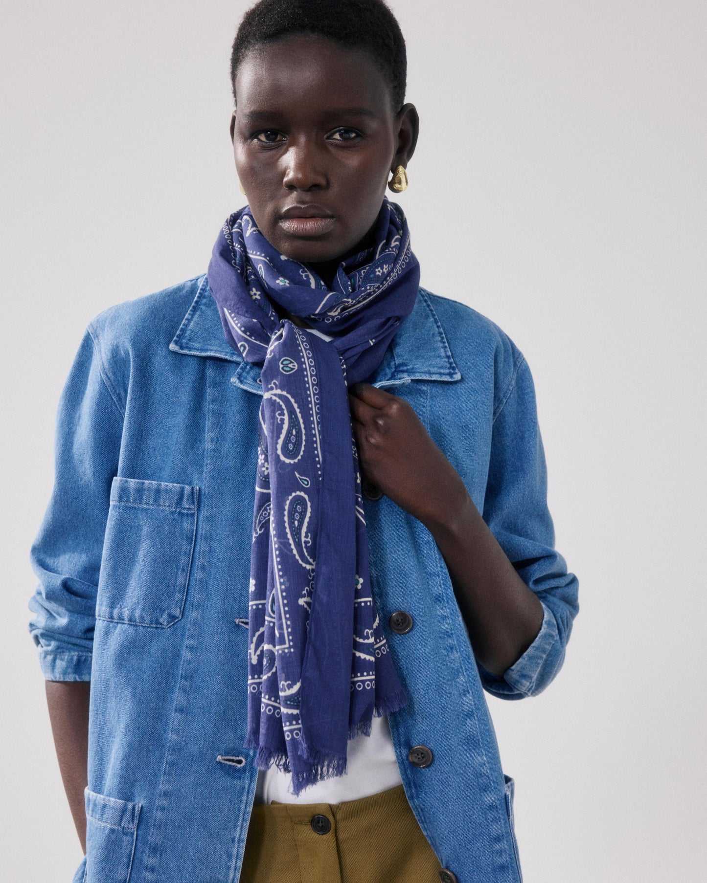 Bandana Femme en Coton Bleu Indigo