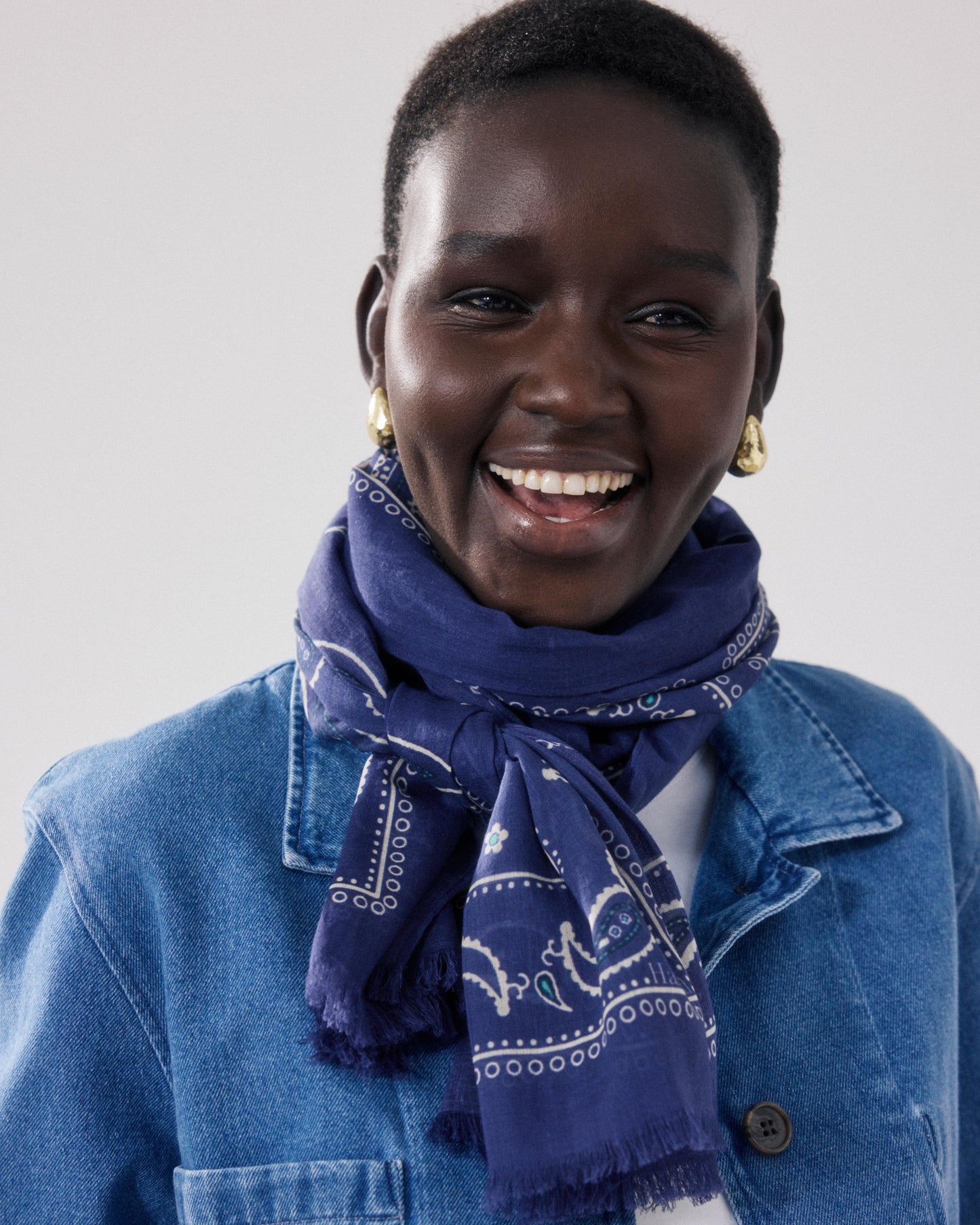 Bandana Femme en Coton Bleu Indigo