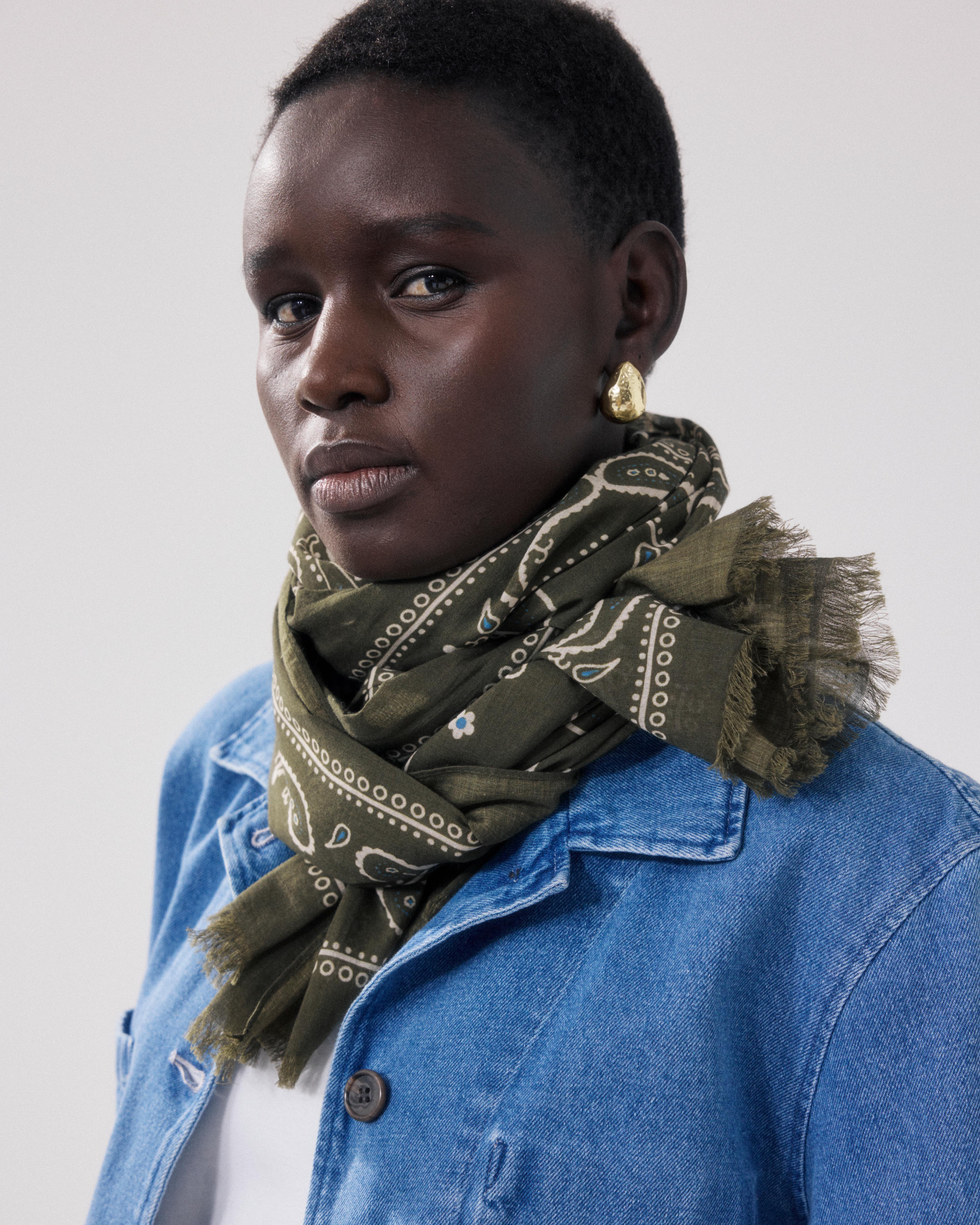 小物 goa archive 00s y2k stall Bandana Afghan Women's Military green Cotton Bandana BFDK721-02 - Women's Bandana
