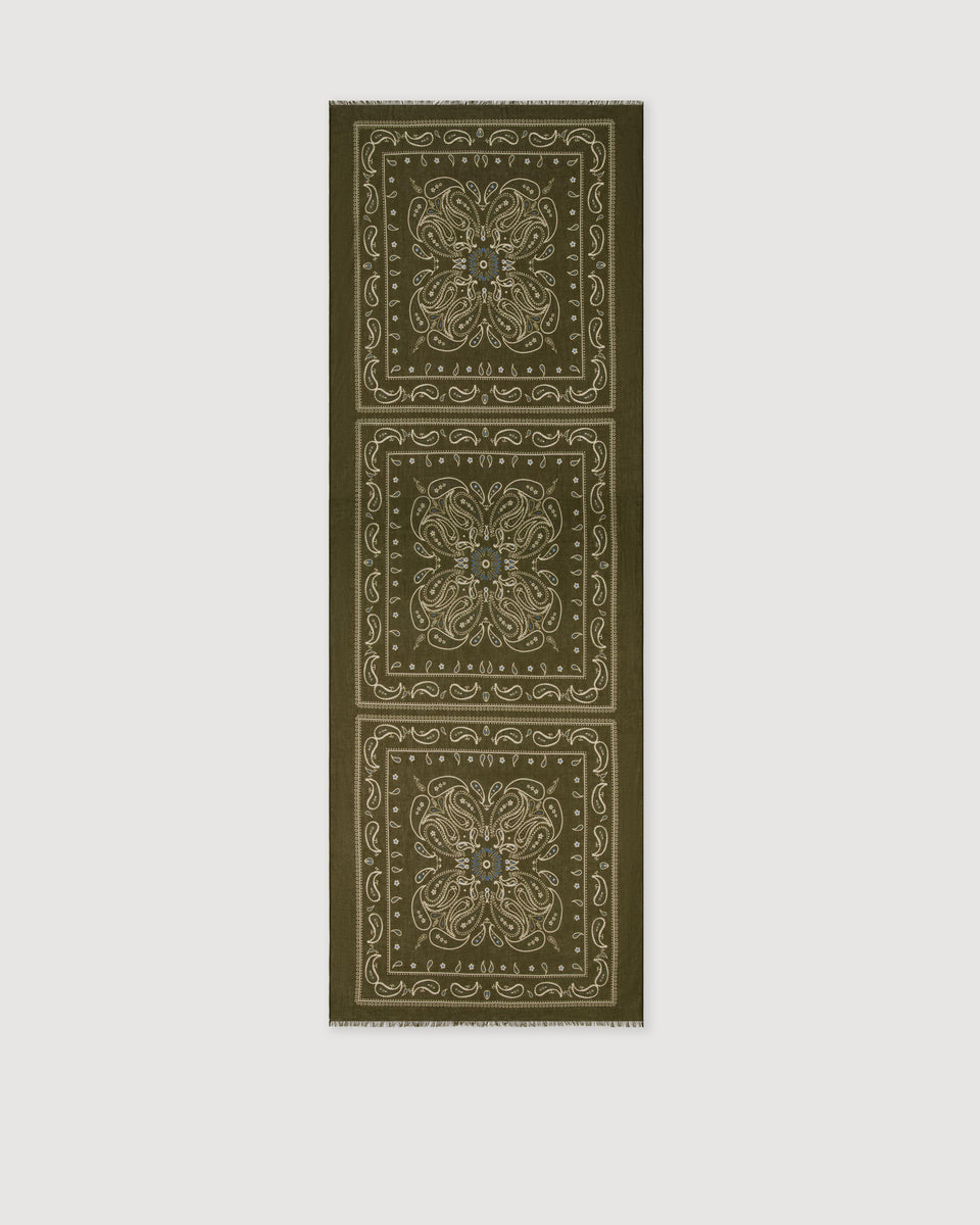 Bandana de algodón verde militar para mujer - Image 3