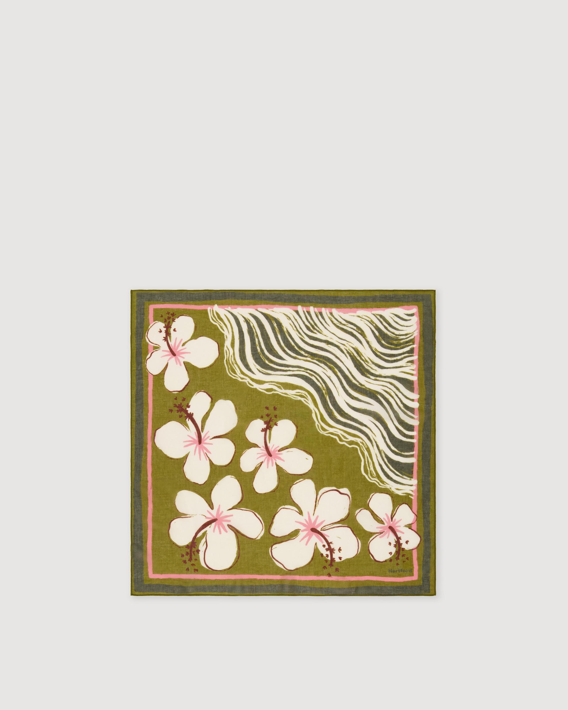 Bandana Femme en Coton Vert Hibiscus