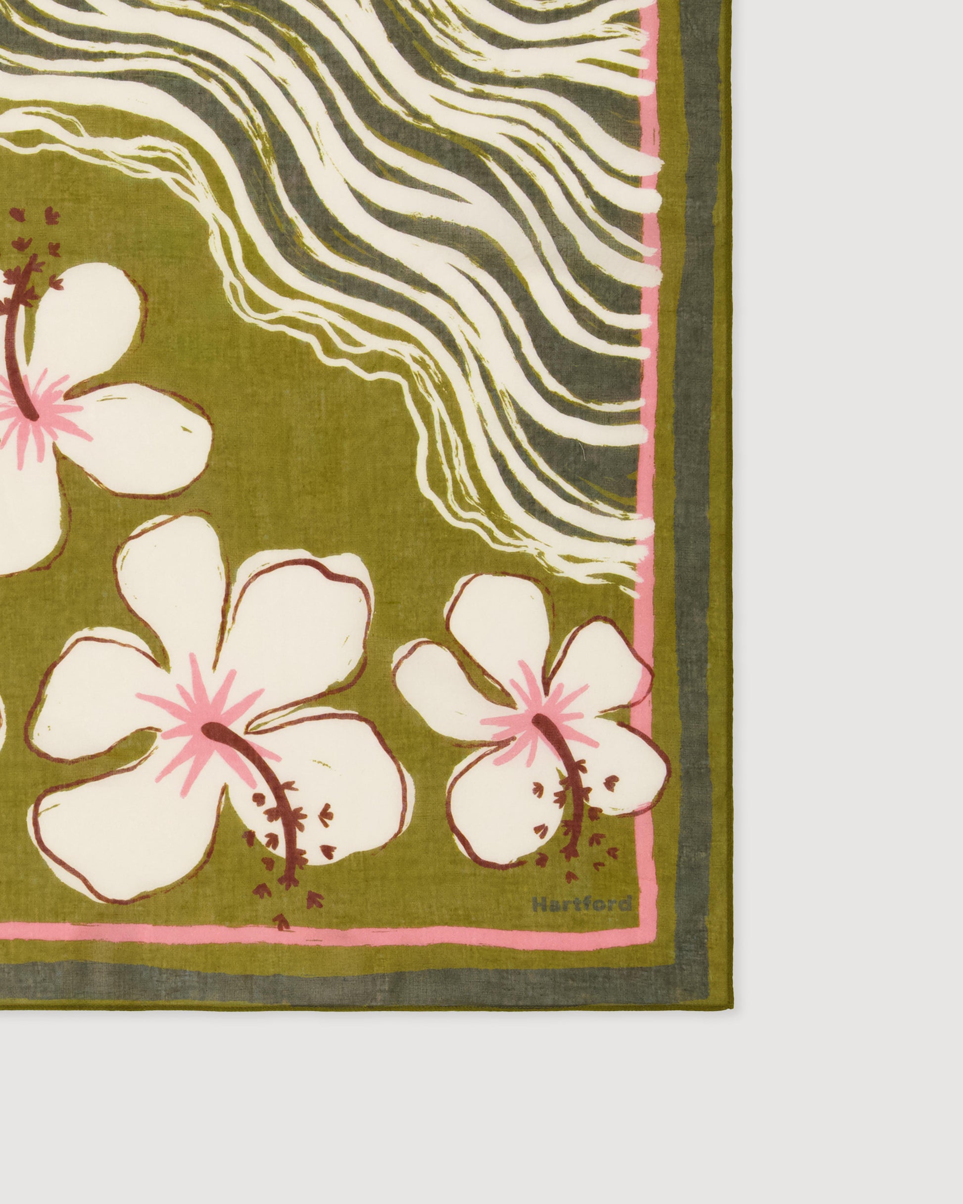 Bandana Femme en Coton Vert Hibiscus