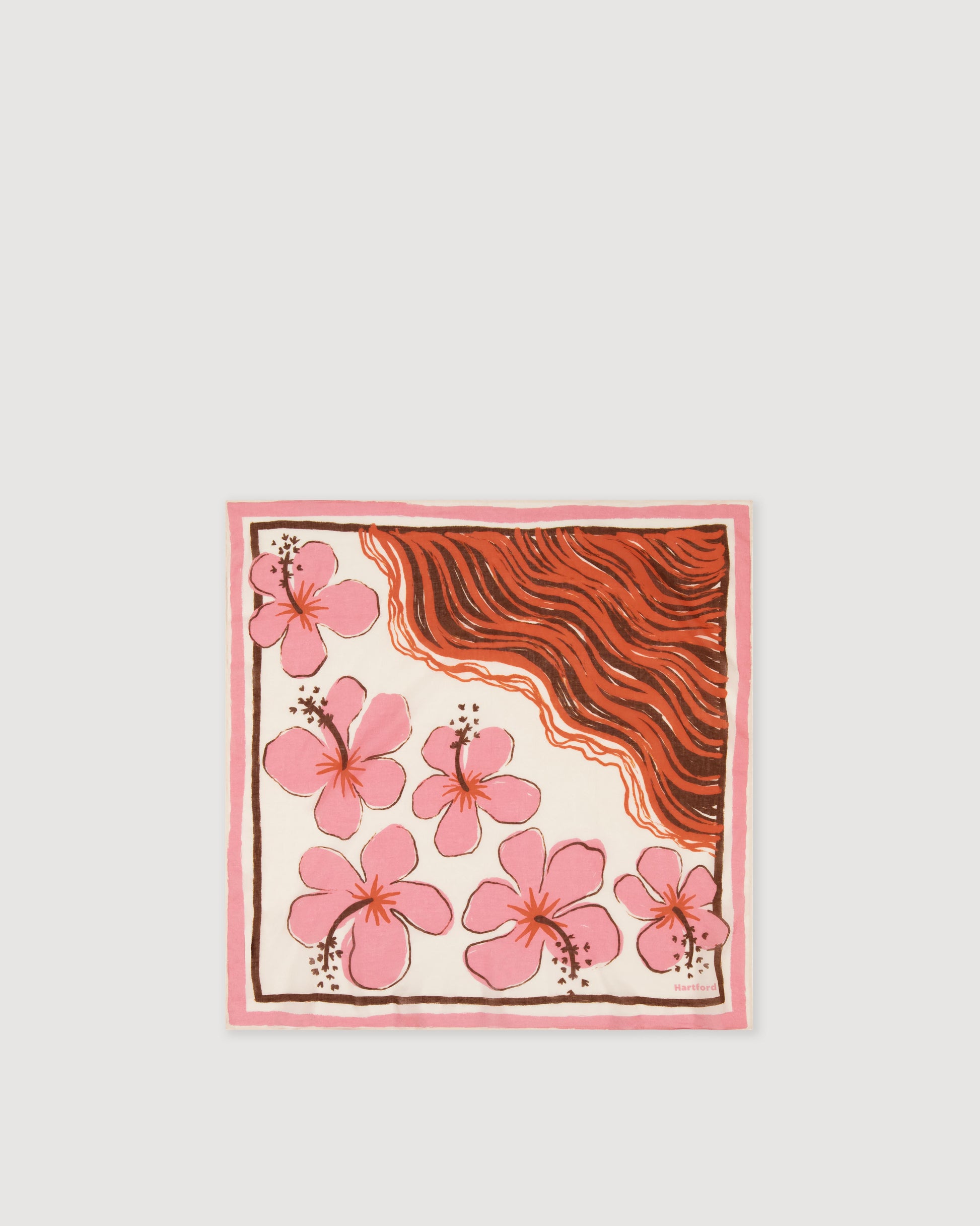 Bandana Femme en Coton Rose Hibiscus