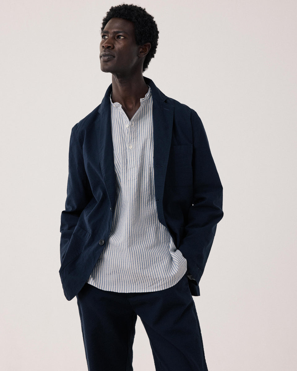 Julian Men's Navy Blue Seersucker Jacket - Image principale