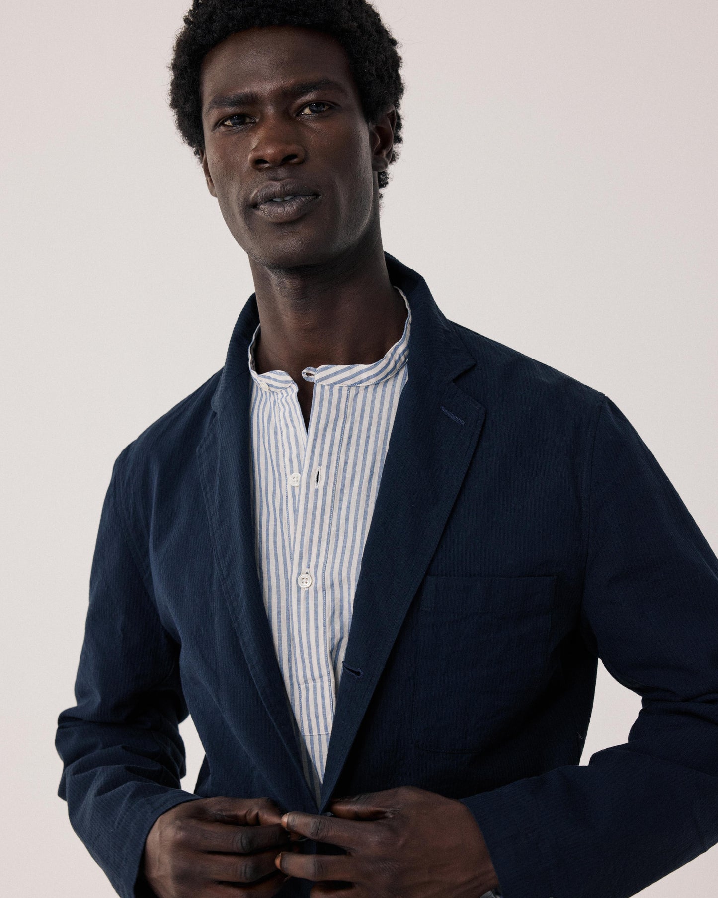 Veste Homme en Seersucker Bleu Marine Julian BFE1113-01