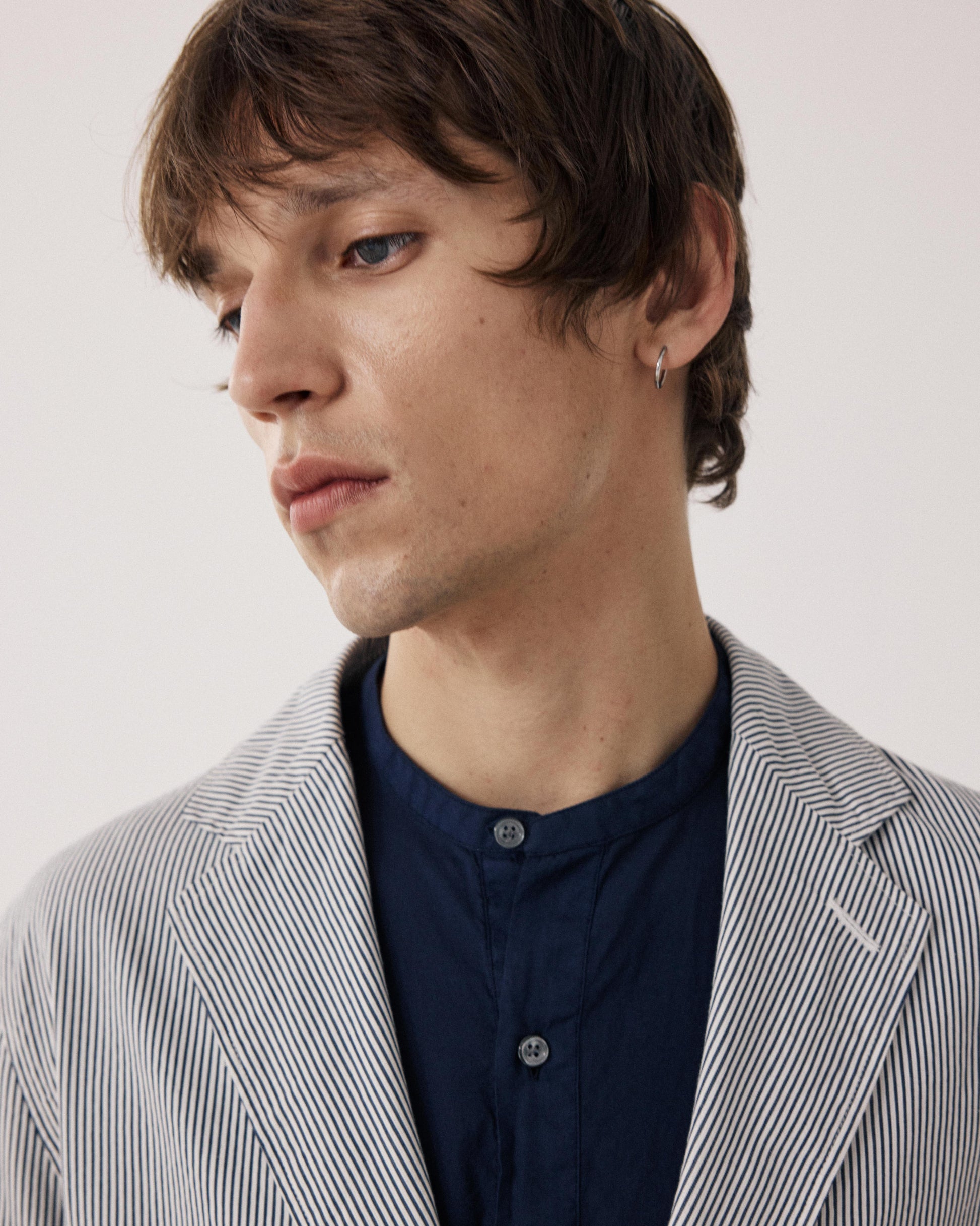 Men's Navy Blue & Off-white Seersucker Jacket Julian BFE1113-02