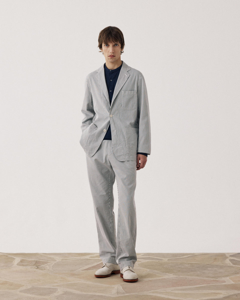 Julian Men's Navy & Ecru Seersucker Jacket - Image alternative