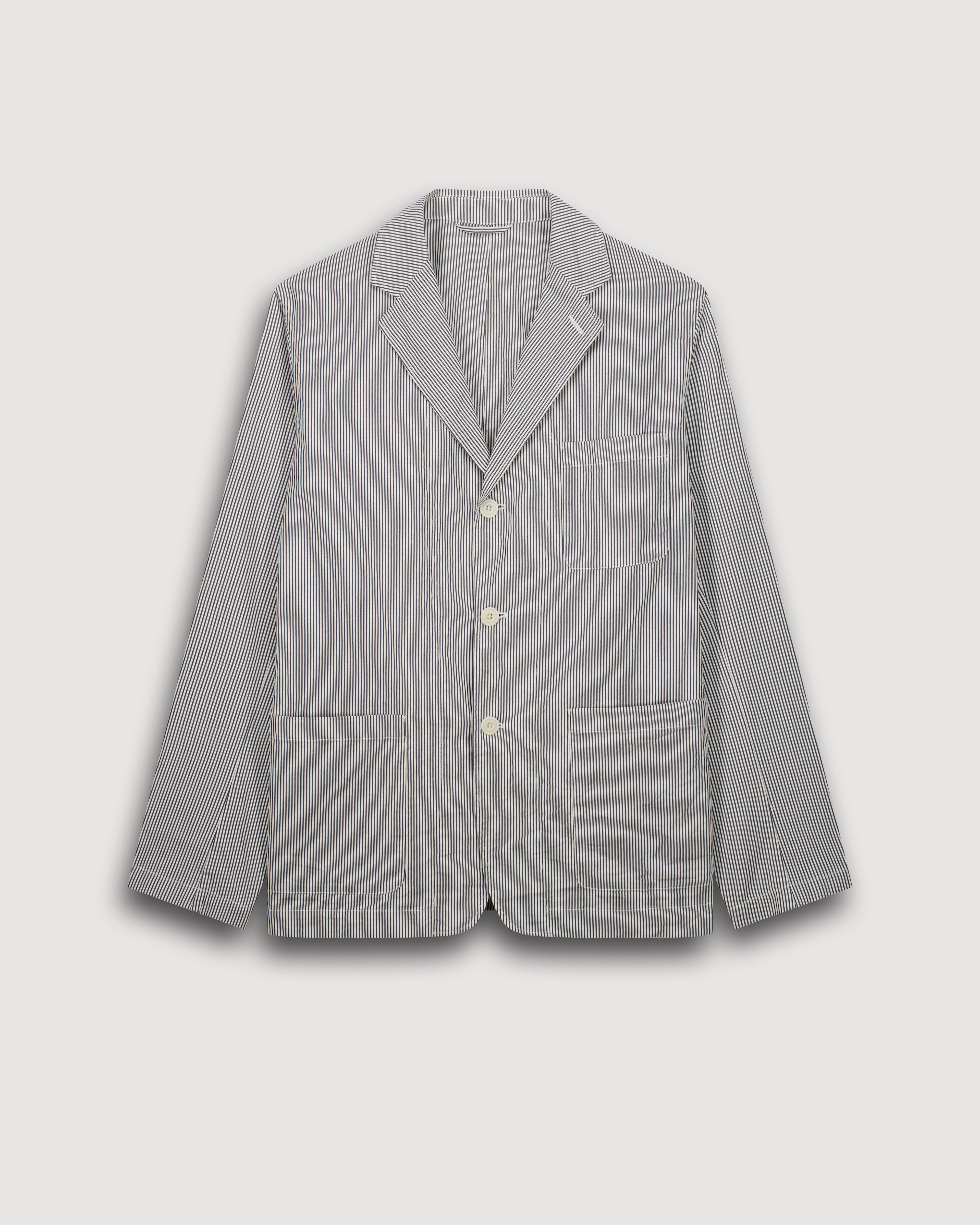 Julian Men's Navy & Off-White Seersucker 'Canete' Jacket BFE1113