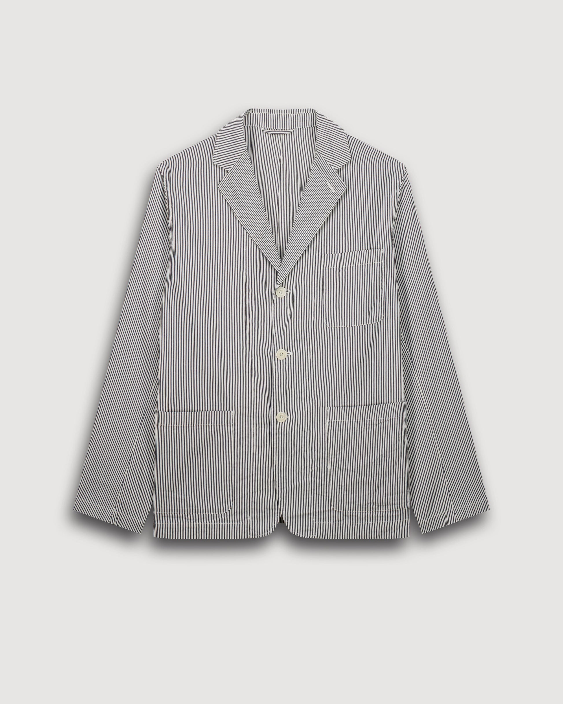 Veste Homme en Seersucker Bleu Marine & Ecru Julian BFE1113-02
