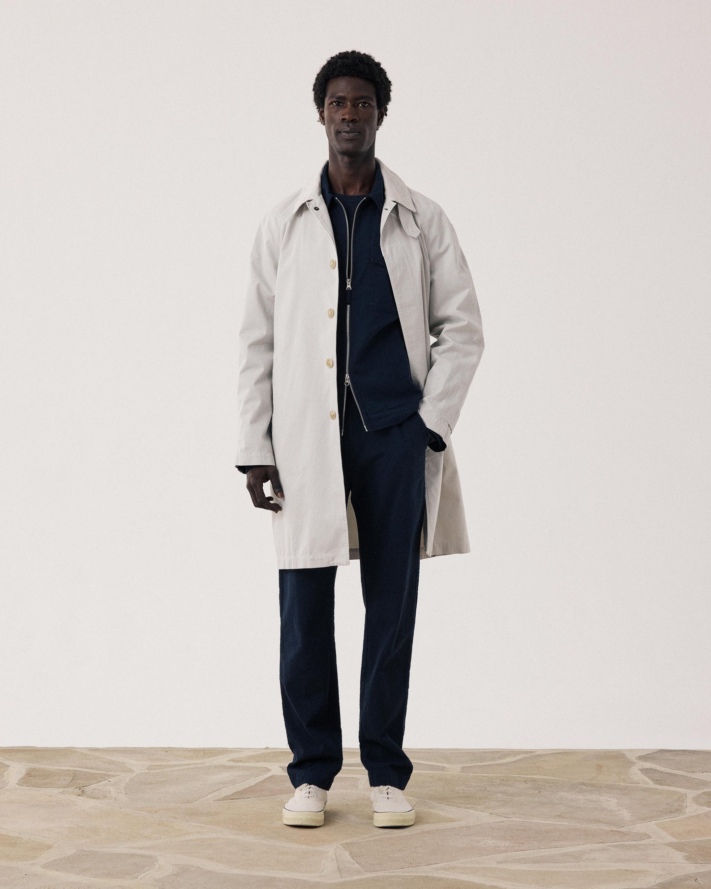 Men's Beige Cotton Gabardine Coat Cooler BFE2127-52