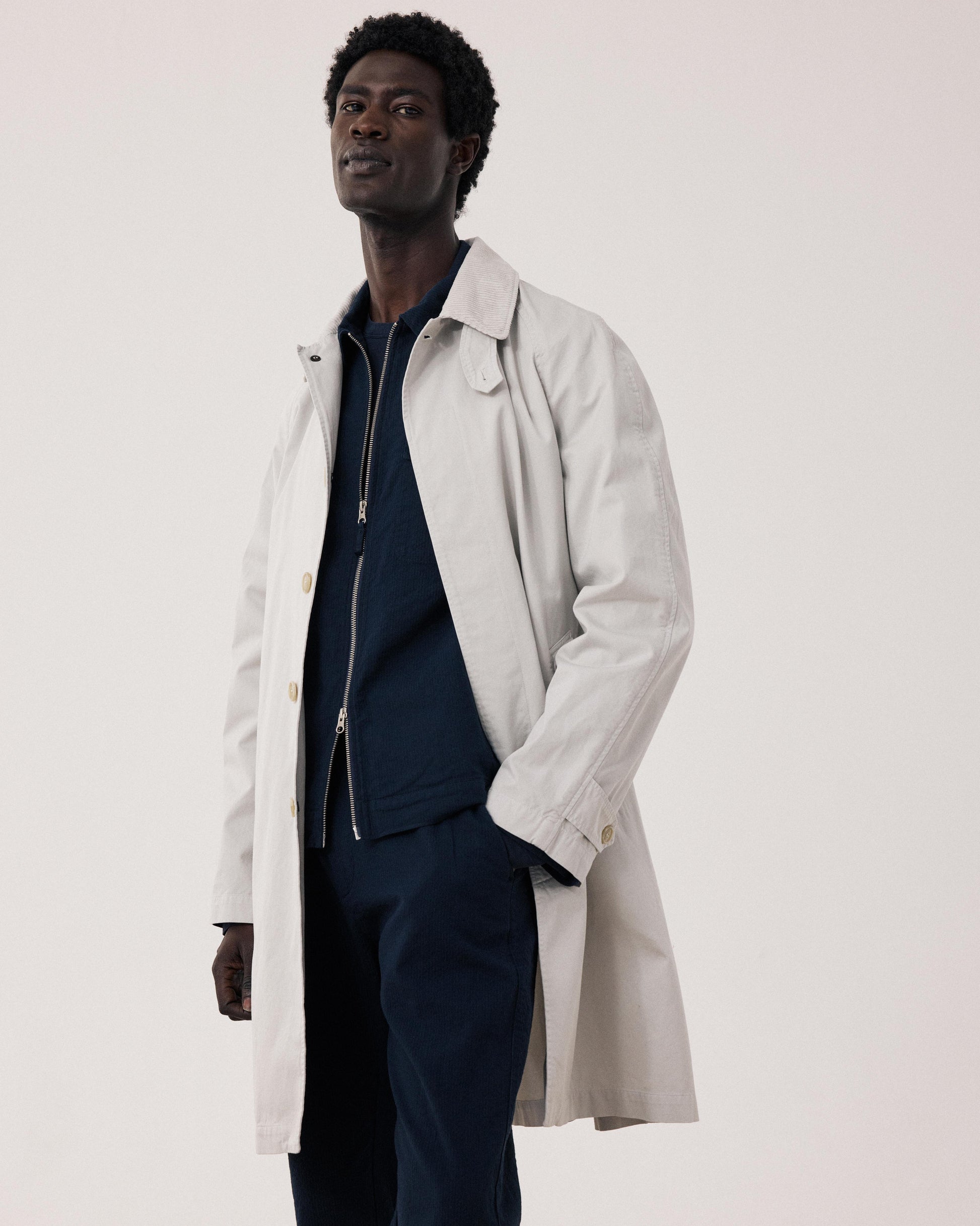 Men's Beige Cotton Gabardine Coat Cooler BFE2127-52