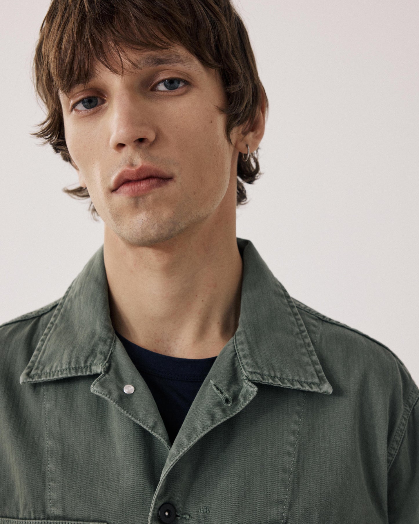 Veste Homme en Coton à Chevrons Vert Militaire Dar BFE5124-02