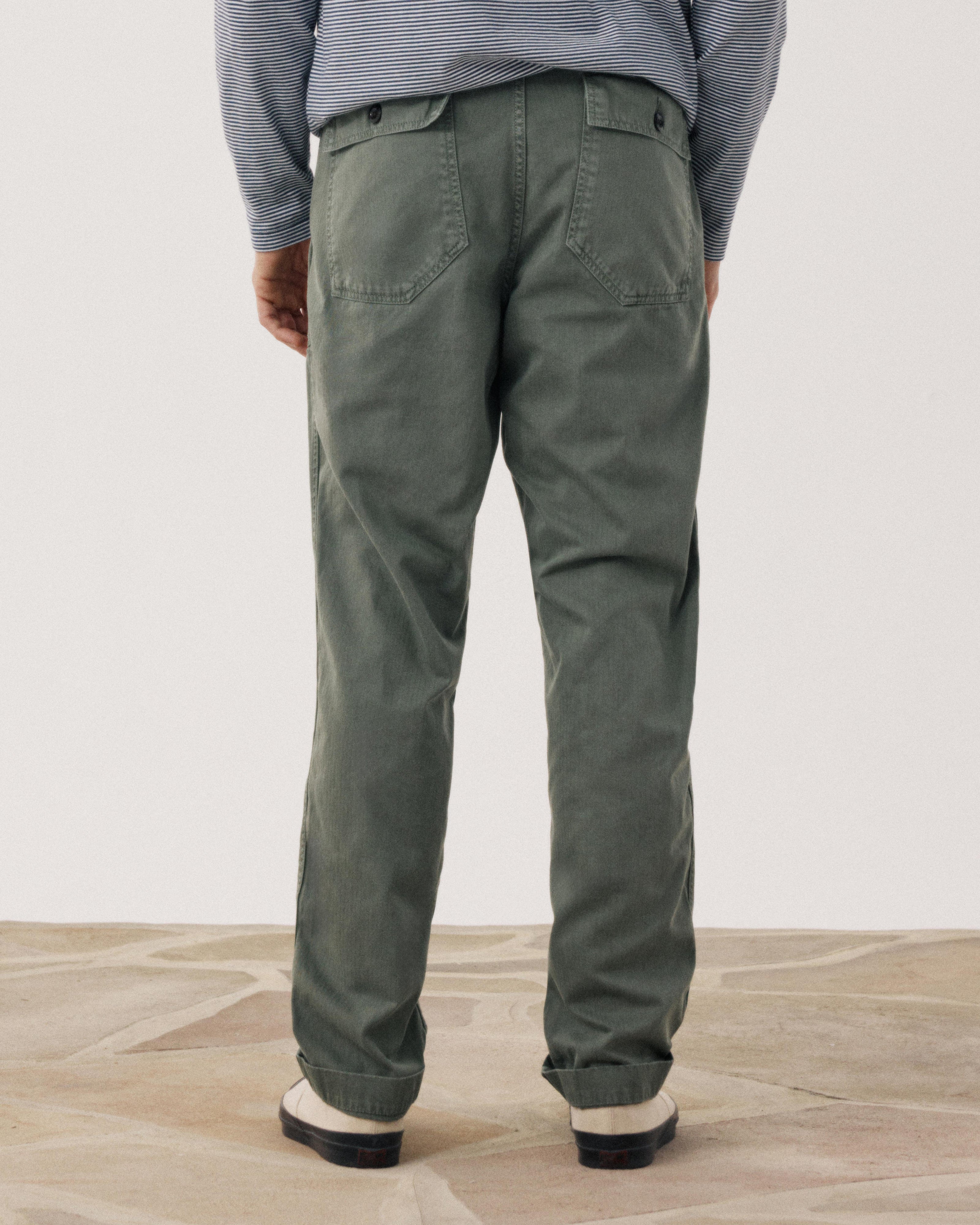 Men's Military Green Herringbone Cotton Pants BFF3124-02