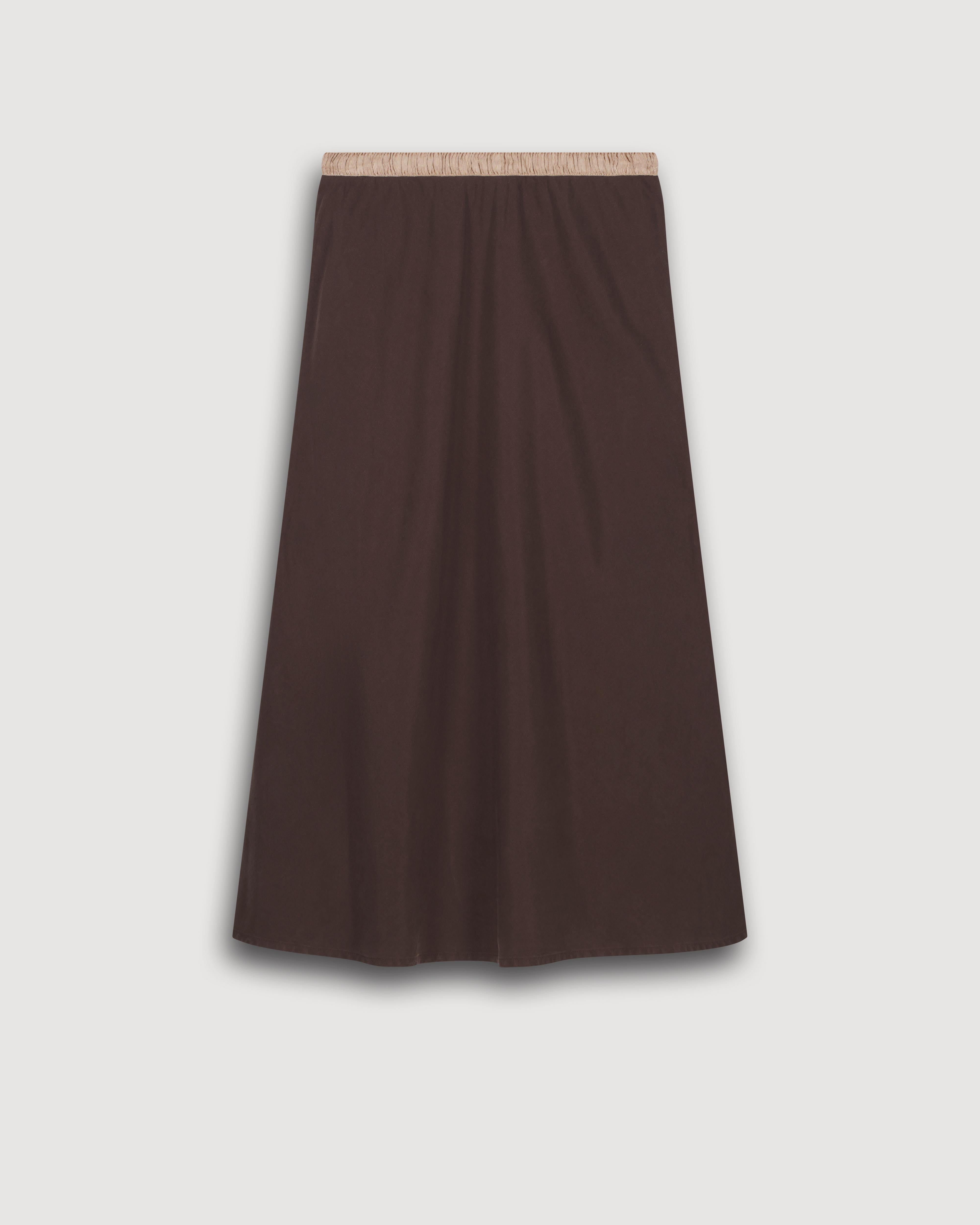 Jima Women's Brown Lyocell & Cotton Skirt BFJC608-29 - Women's