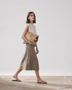 Women's Lyocell & Cotton Skirt Khaki Jima BFJC608-34
