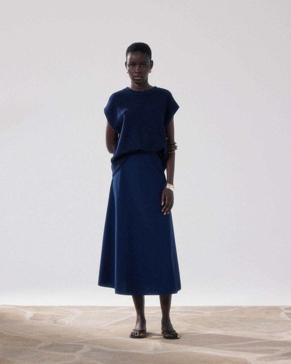 Joyce Women's Bleu Nuit Poplin Skirt - Image principale