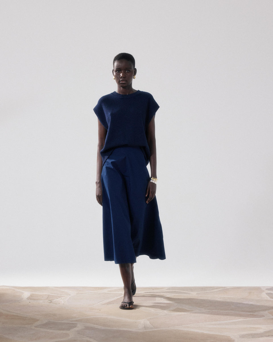 Joyce Women's Bleu Nuit Poplin Skirt - Image alternative